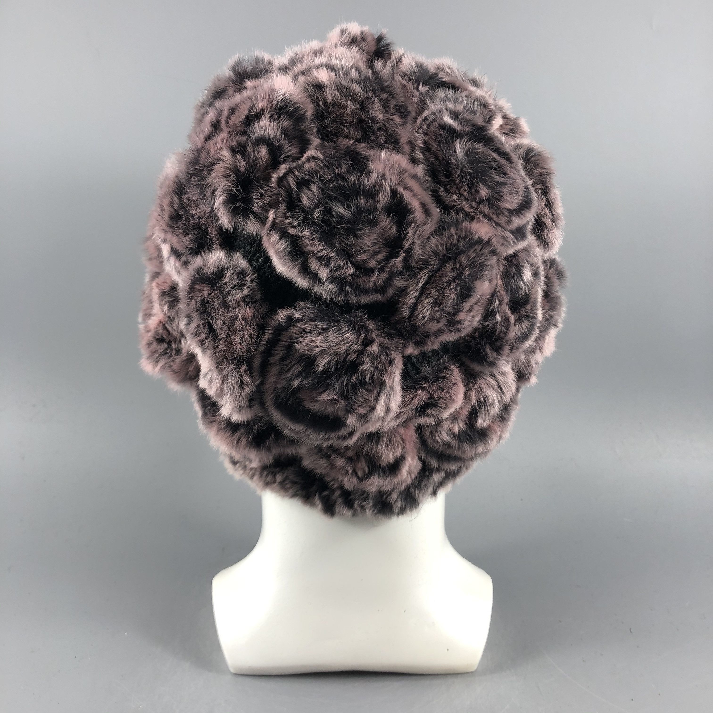 Japanese Brand × Vintage Womens Flower Faux Fur Beanie Snow Hat Snow Cap -D098 Size ONE SIZE - 2 Thumbnail