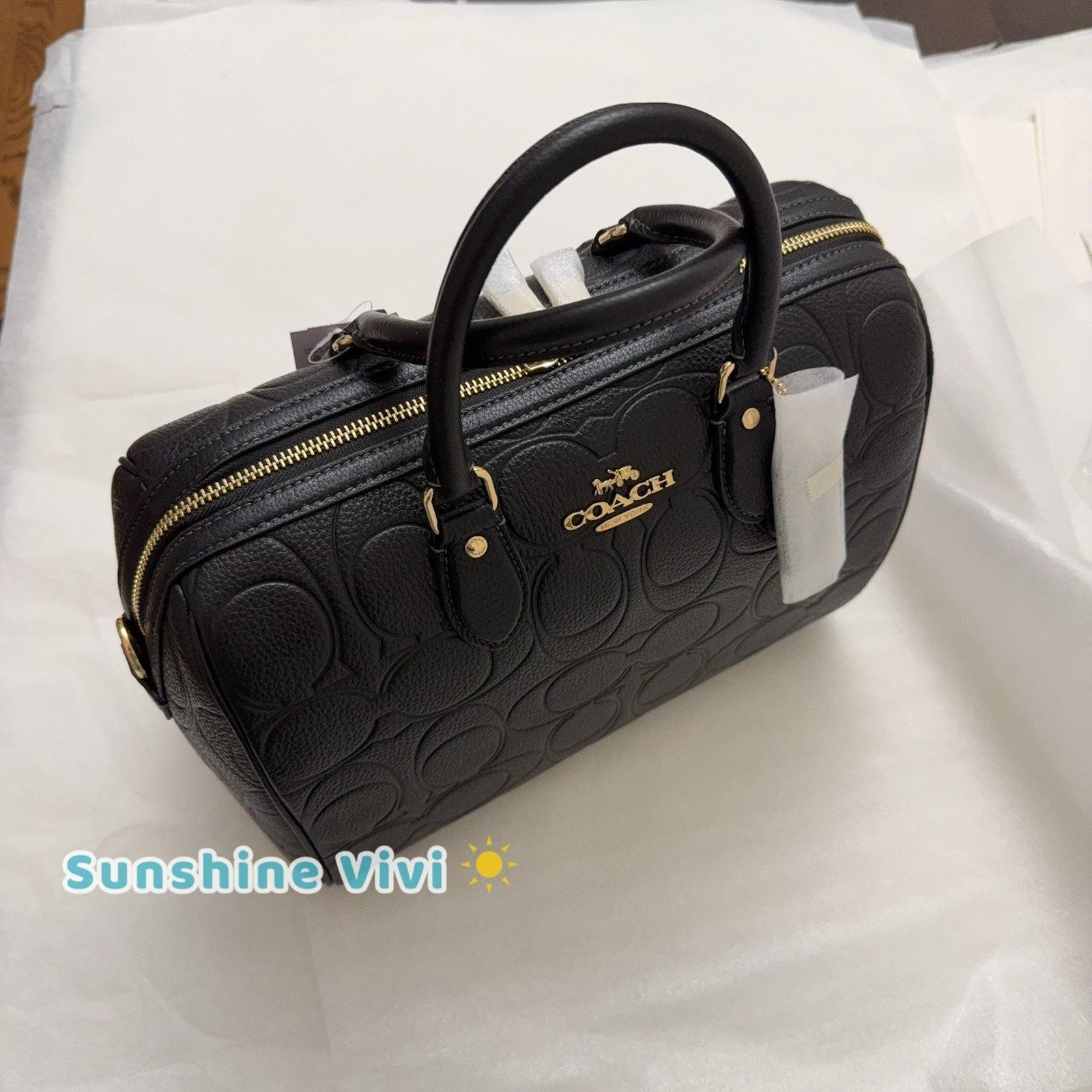 Coach NWT Coach Rowan Large Satchel Bag Leather CEW02 BLACK Gold Size ONE SIZE - 2 Thumbnail
