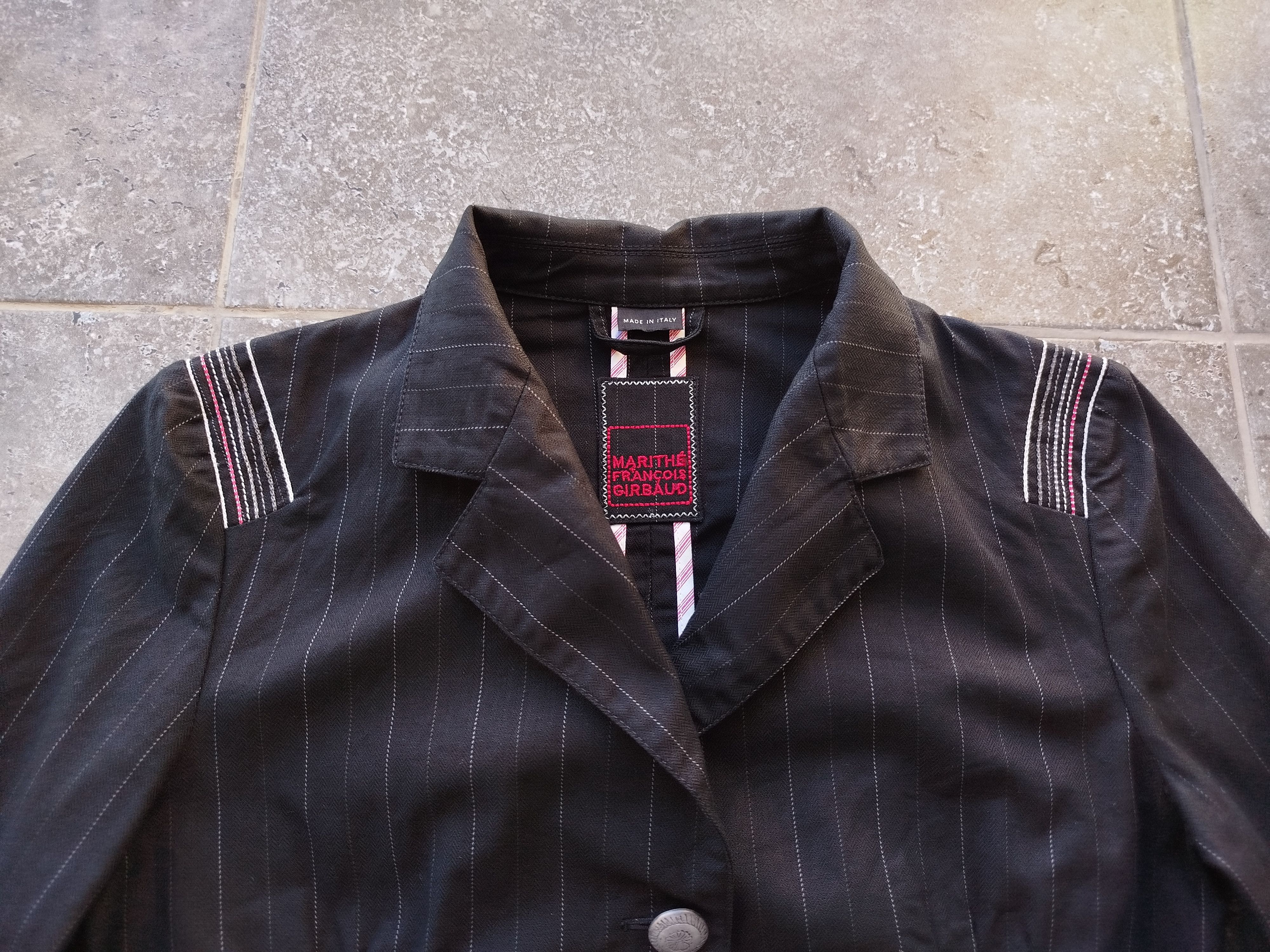 Marithe + Francois Girbaud Blazer Jacket Striped Pockets Cotton Italy Vintage 00s Size S / US 4 / IT 40 - 3 Thumbnail