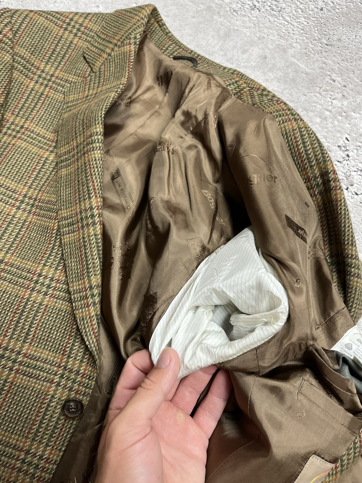 Bogner Bogner Wool Plaid Blazer Jacket Brown Green Check Size 48 Size 38R - 14 Thumbnail