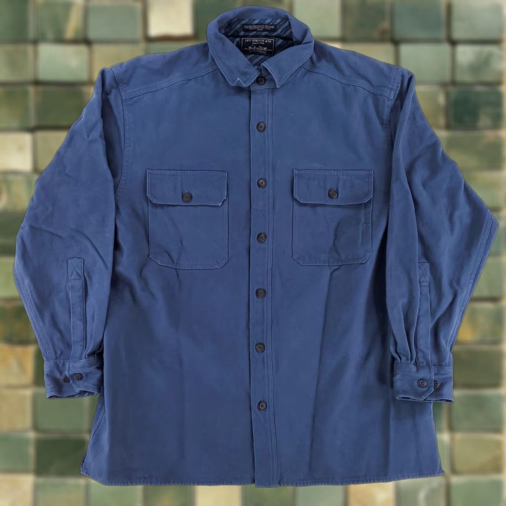 Levi's VINTAGE Levi's Button-Up Shirt Jacket Shacket Blue Long Sleeve Mens M Size US M / EU 48-50 / 2 - 1 Thumbnail