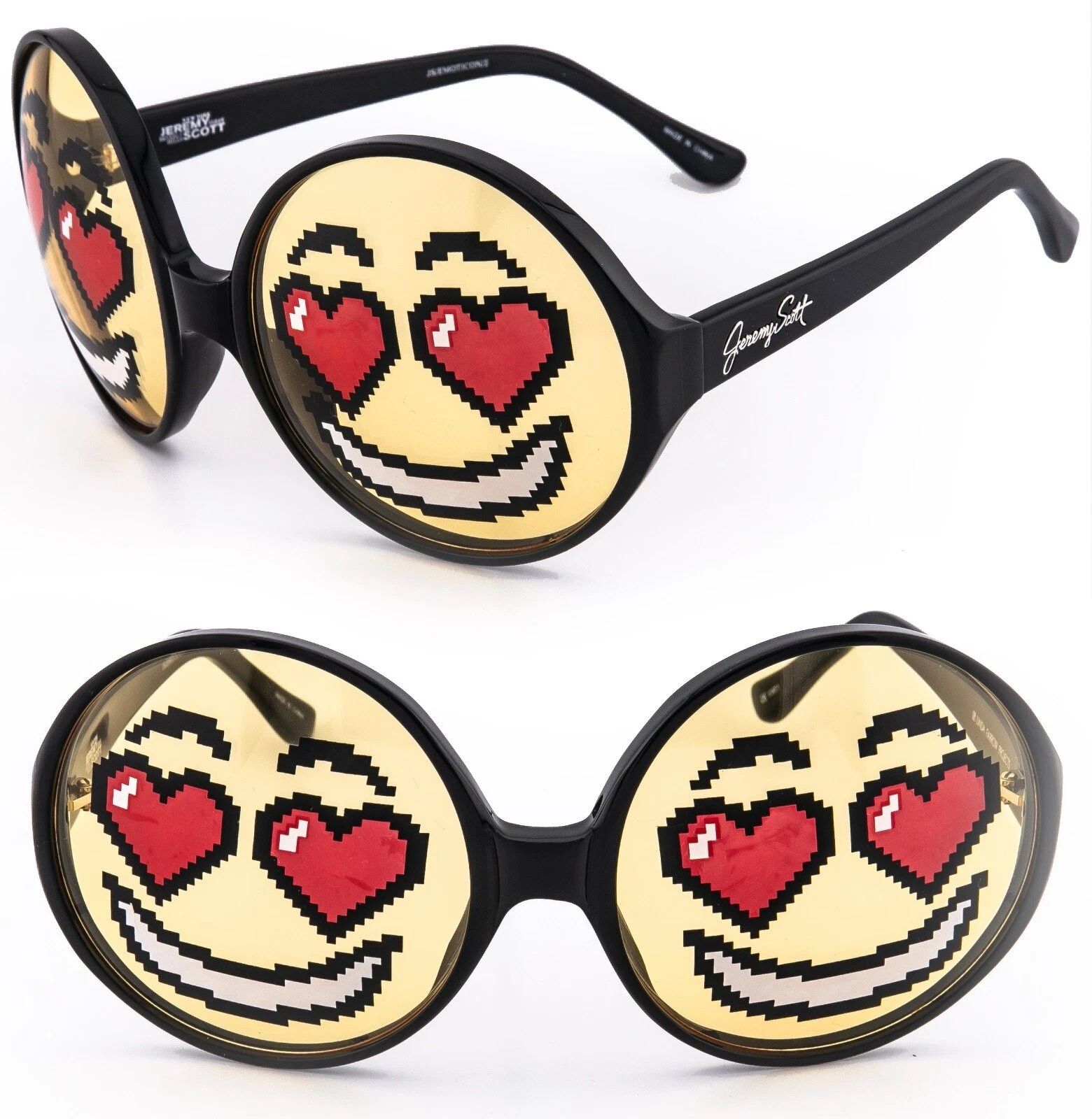 Linda Farrow LINDA FARROW Jeremy Scott Black Emoji EMOTICON2 Smile Round Size ONE SIZE - 1 Thumbnail