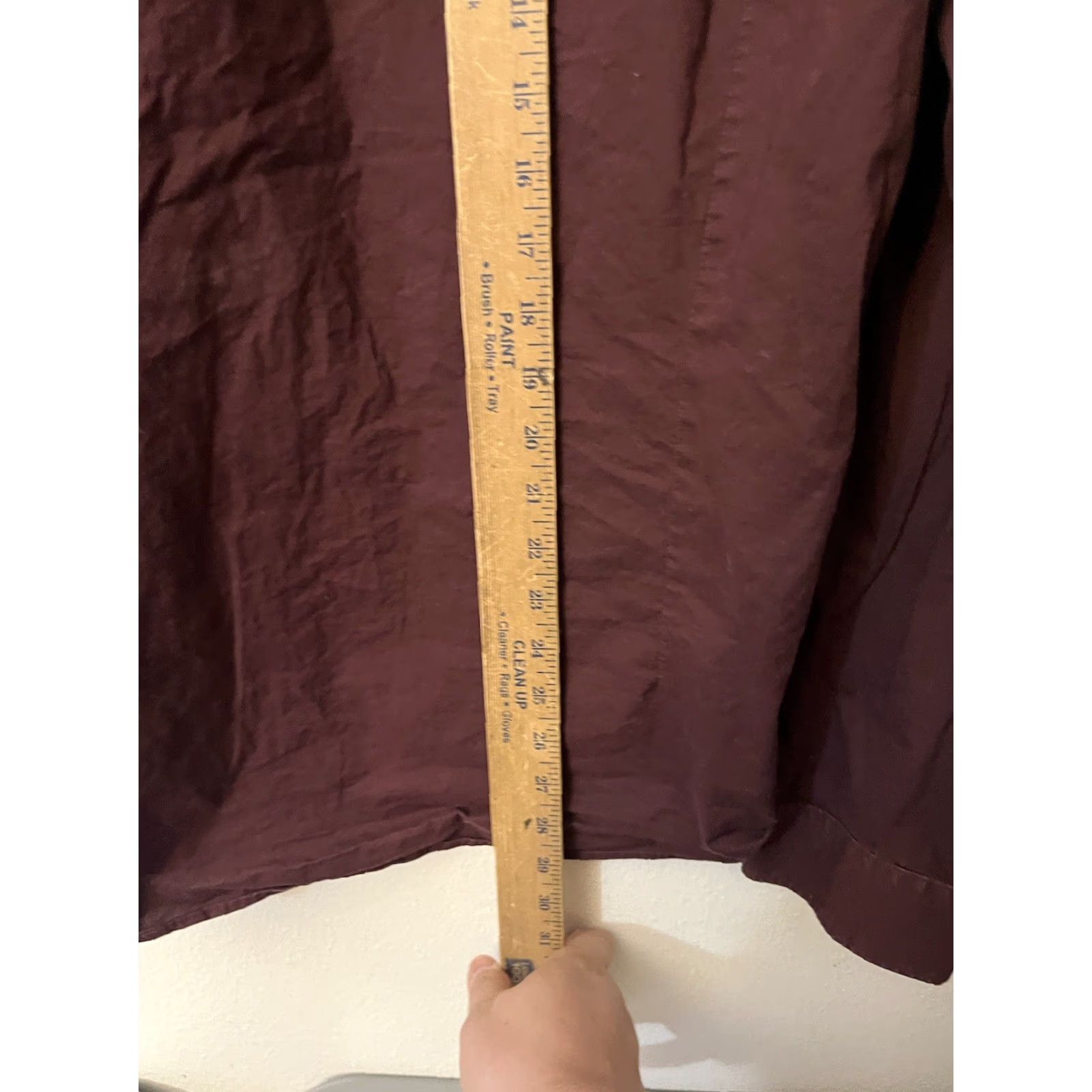 Express Express Dress Shirt Mens XL Burgundy Solid 100% Cotton Slim Button Collar Long Sleeve} Size 46R - 4 Thumbnail