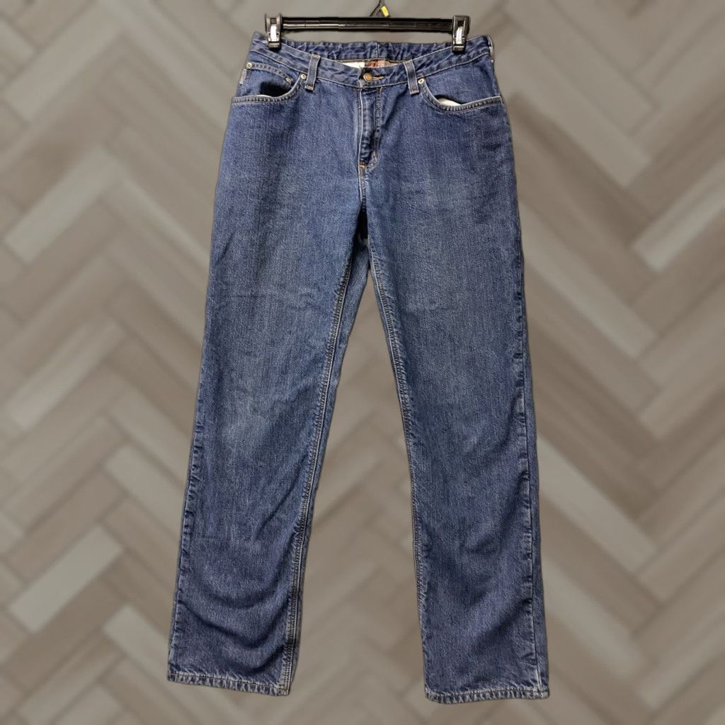 Carhartt Carhartt Jeans Womens 12 Blue Dark Wash Mid Rise Lined 34 Inseam 5-Pocket Denim Workwear Regular Size 34" / US 12 / IT 48 - 1 Thumbnail
