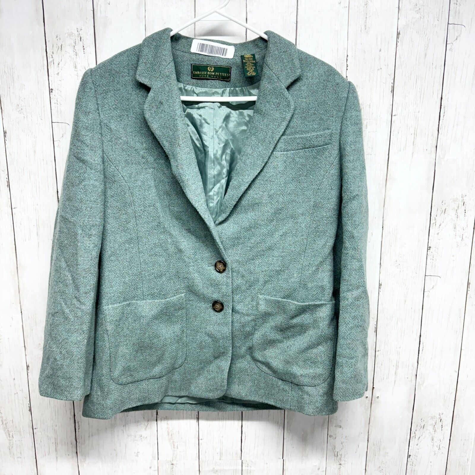 Vintage Embassy Row Petites Jacket Size 12P Wool Button Teal Blazer Size XL / US 12-14 / IT 48-50 - 1 Thumbnail