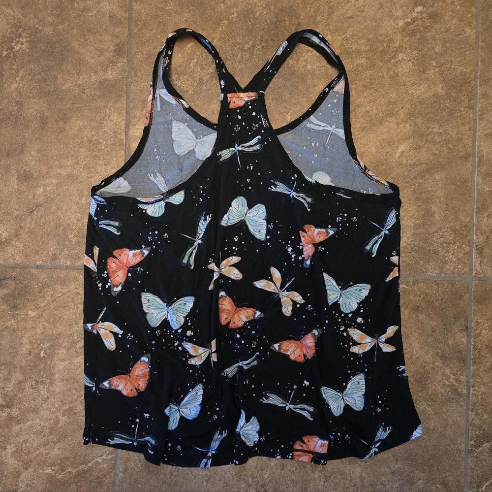 Designer Black Butterfly Kensie Racerback Tank Size L / US 10 / IT 46 - 2 Thumbnail
