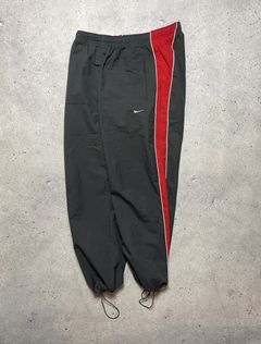 Nike Vintage Nike Track Pants Jet Black White Swoosh Relaxed Y2K