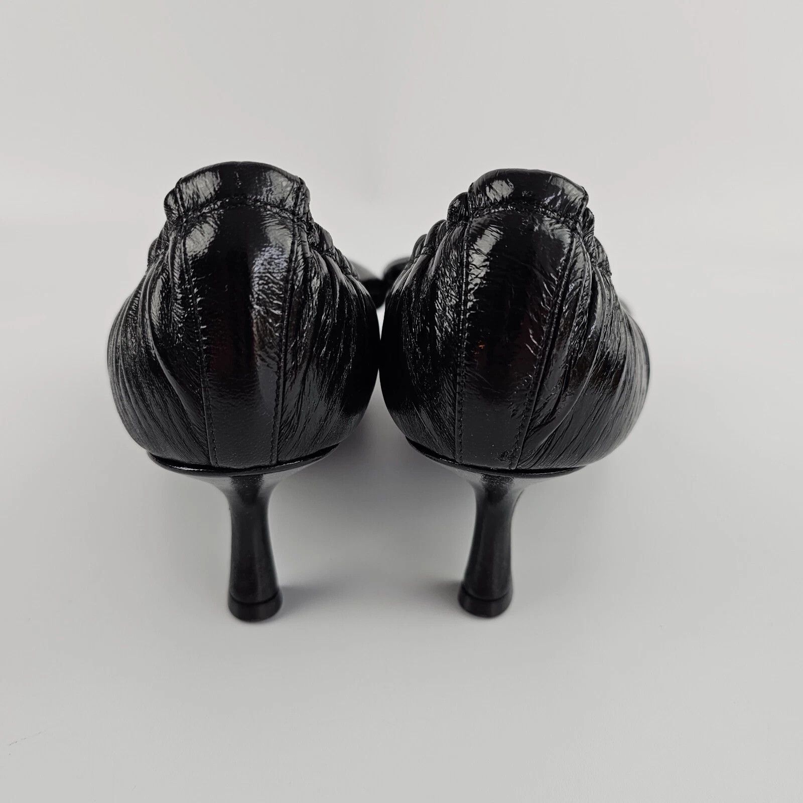 Acne Studios ACNE STUDIOS Black Leather Bow 60mm Pumps New Size US 7 / IT 37 - 9 Thumbnail
