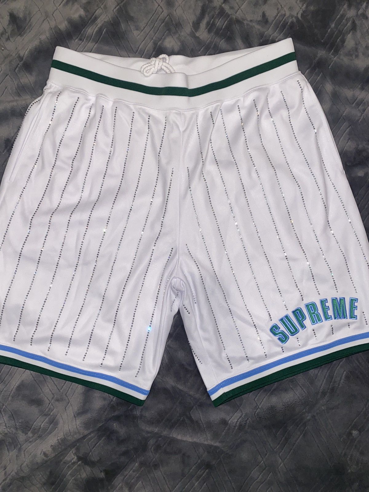 Supreme Supreme rhinestone stripe basketball shorts | Grailed