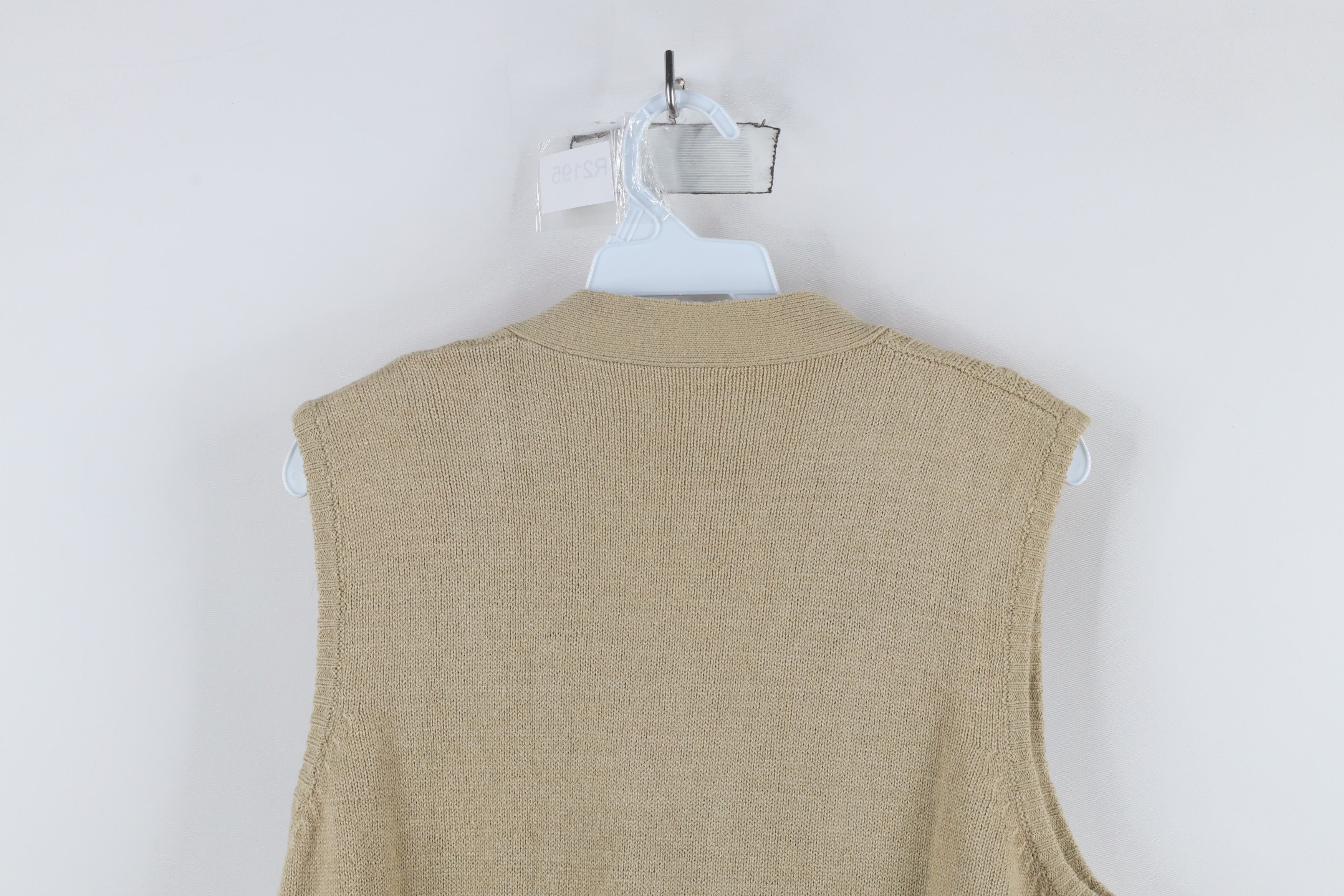 Vintage Vintage 90s Streetwear Knit Cardigan Sweater Vest Beige Size L / US 10 / IT 46 - 7 Thumbnail