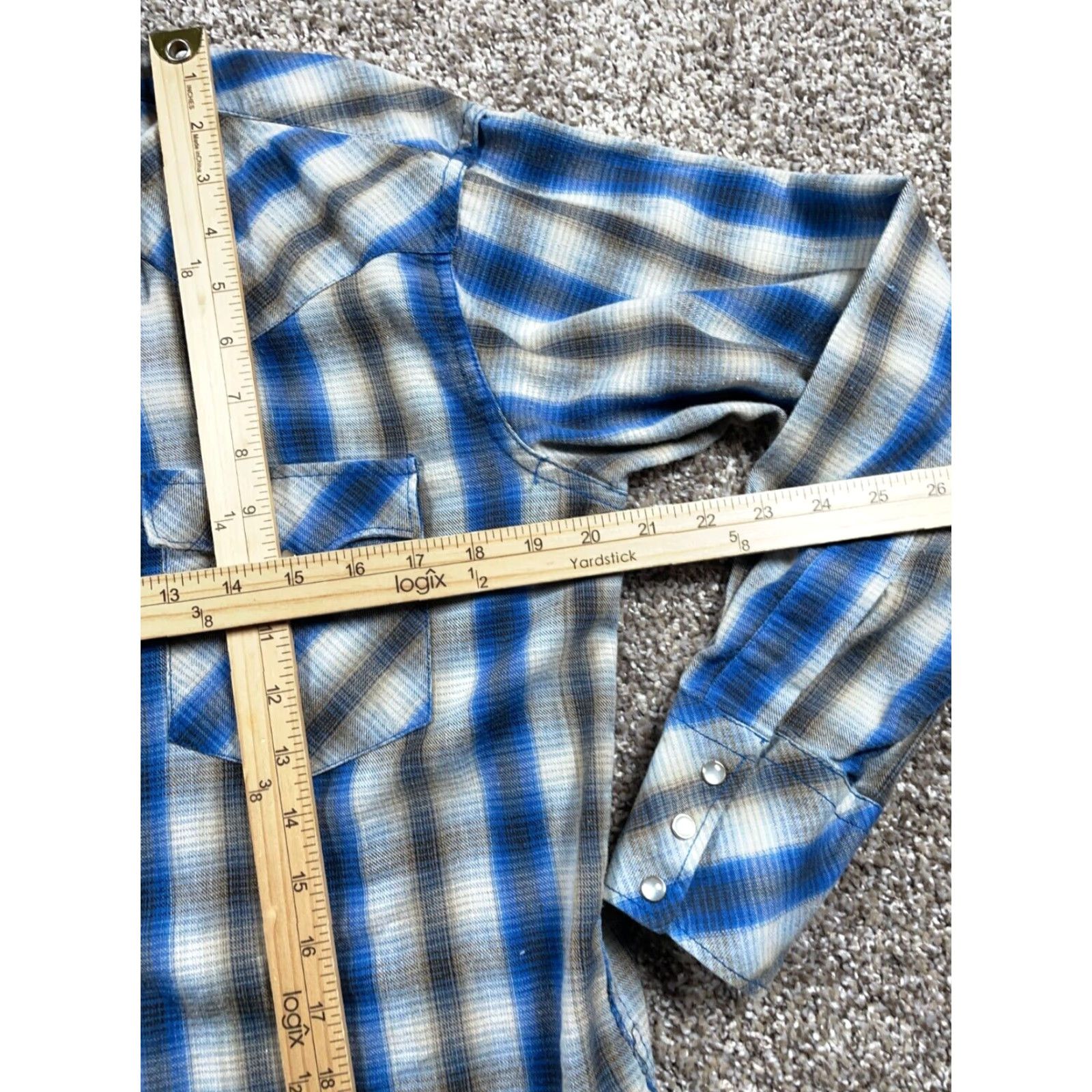Vintage VINTAGE Men's 80s Shadow Plaid Flannel Western Shirt Medium Casual Workwear Gray Blue Pearl Snap Size US M / EU 48-50 / 2 - 6 Thumbnail