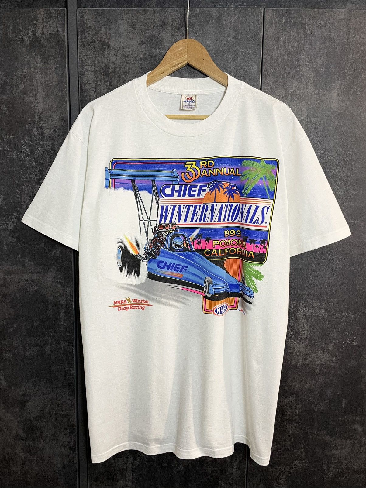 Vintage Vintage 90s Nhra Winston Drag Racing Chief Tshirt USA Fox Size US XL / EU 56 / 4 - 1 Thumbnail