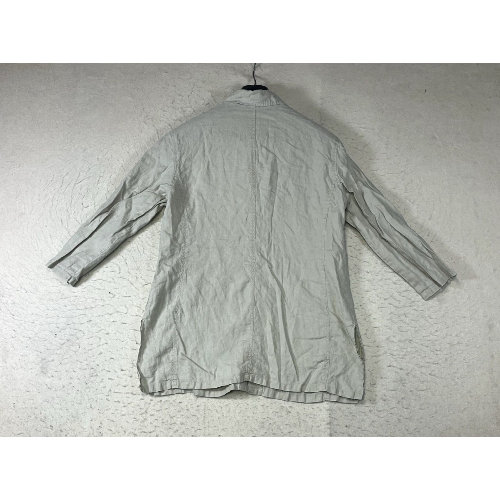 Vintage France '1 Shirt Women 100% Linen Beige Button Up Top Size 10 Long Sleeve Collared Regular Size L / US 10 / IT 46 - 2 Thumbnail
