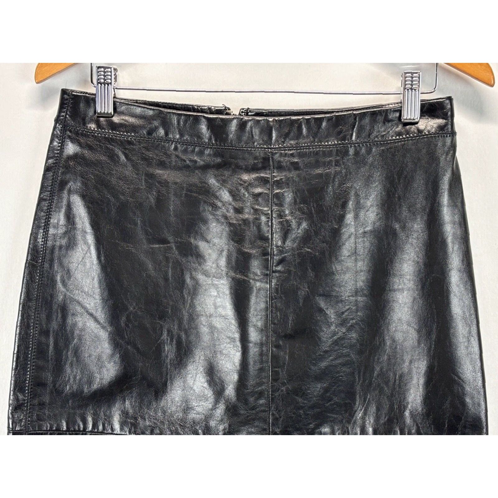 Gap VINTAGE Gap Midi Leather A-Line Skirt Women's Size 8 Black 90s Y2K Lined Size 30" / US 8 / IT 44 - 2 Thumbnail