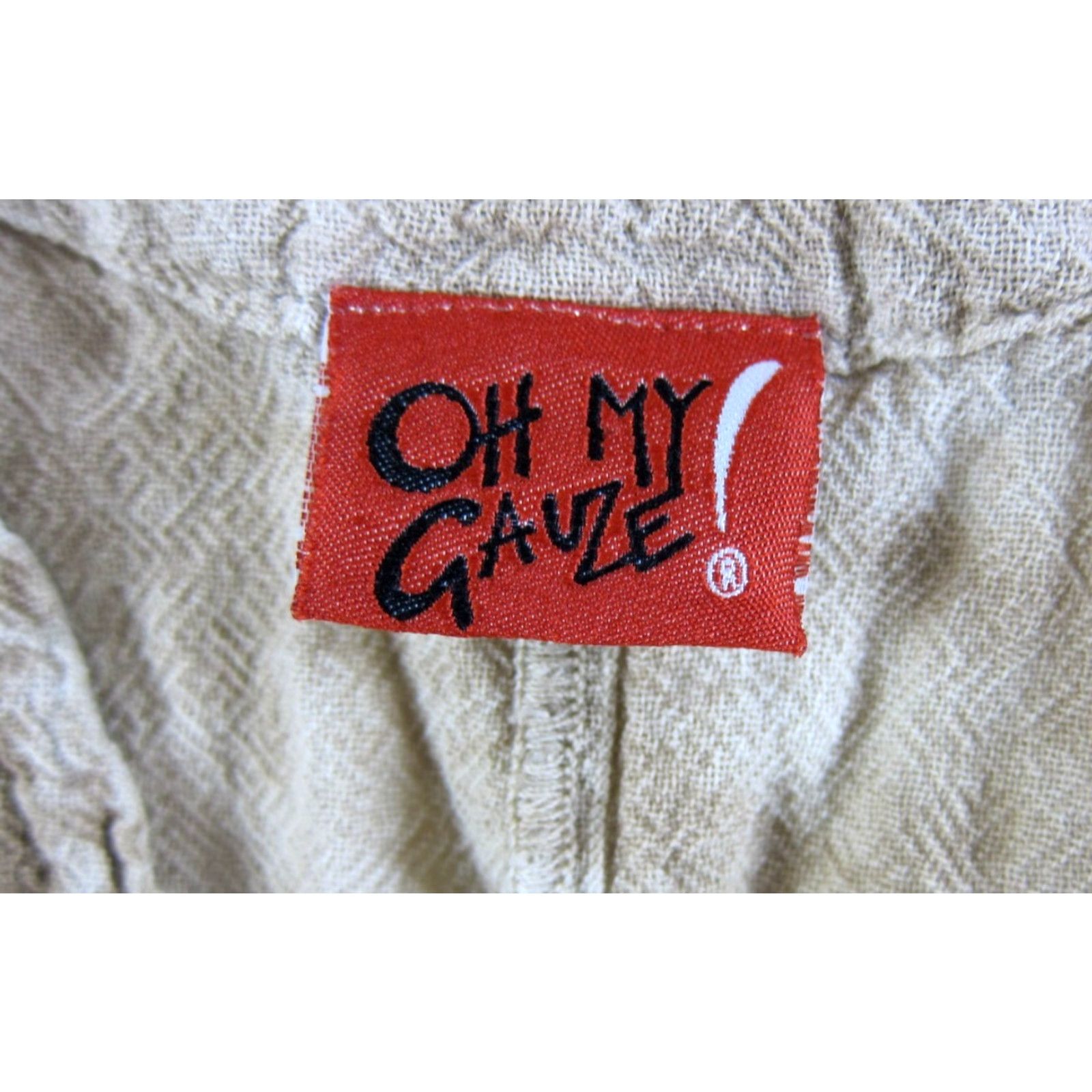 Vintage Oh My Gauze! 100% Cotton Ivory Brown Tie Dye 3/4 Sleeve Asymmetrical Blouse 2X/3 Size XXL / US 16-18 / IT 52-54 - 4 Thumbnail