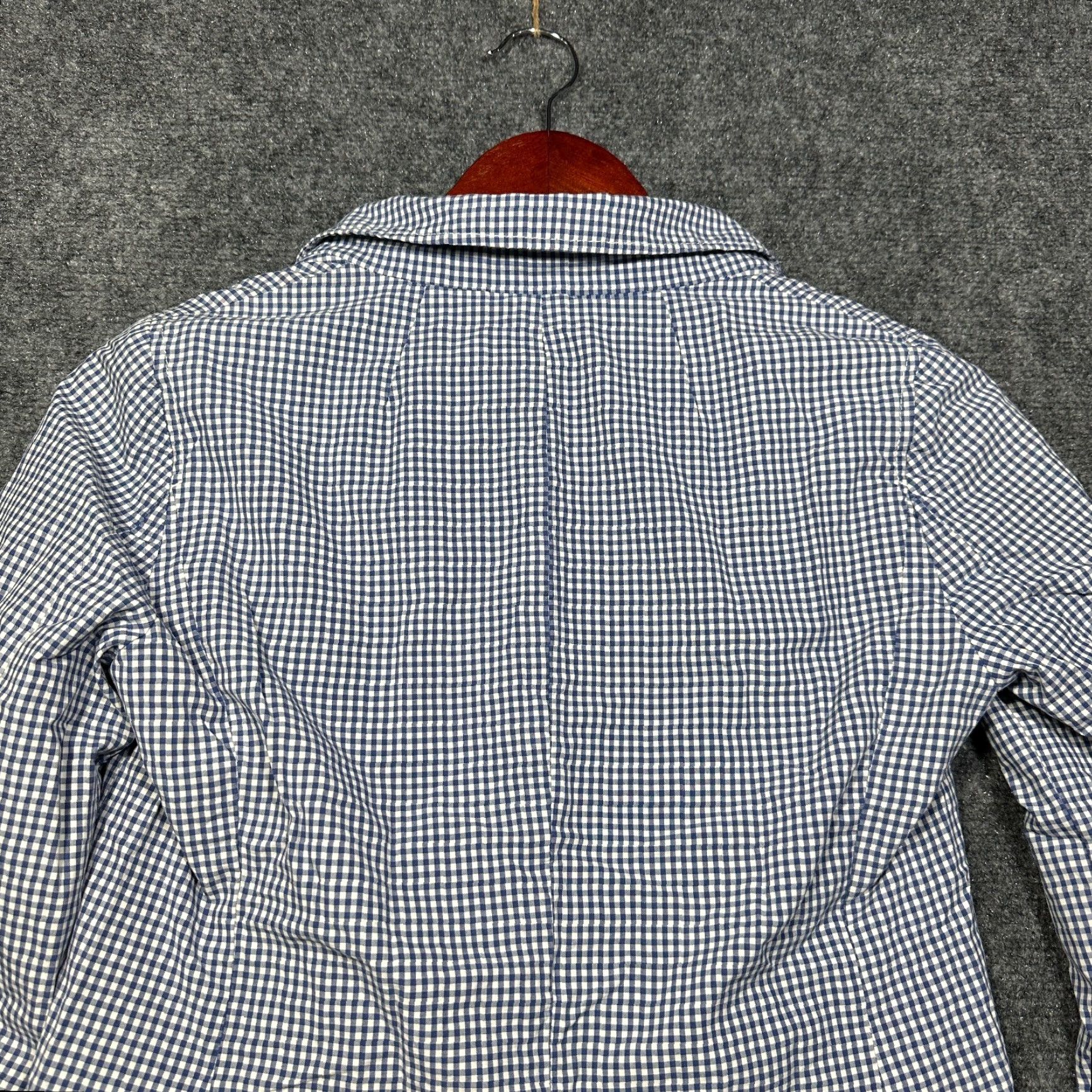 J.Crew J.CREW Blazer Womens 0 Blue White Gingham Cotton Lined 2 Button Jacket Notch Lapel Regular Short Sleeve Buttoned Front Vintage: No Size XS / US 0-2 / IT 36-38 - 7 Thumbnail