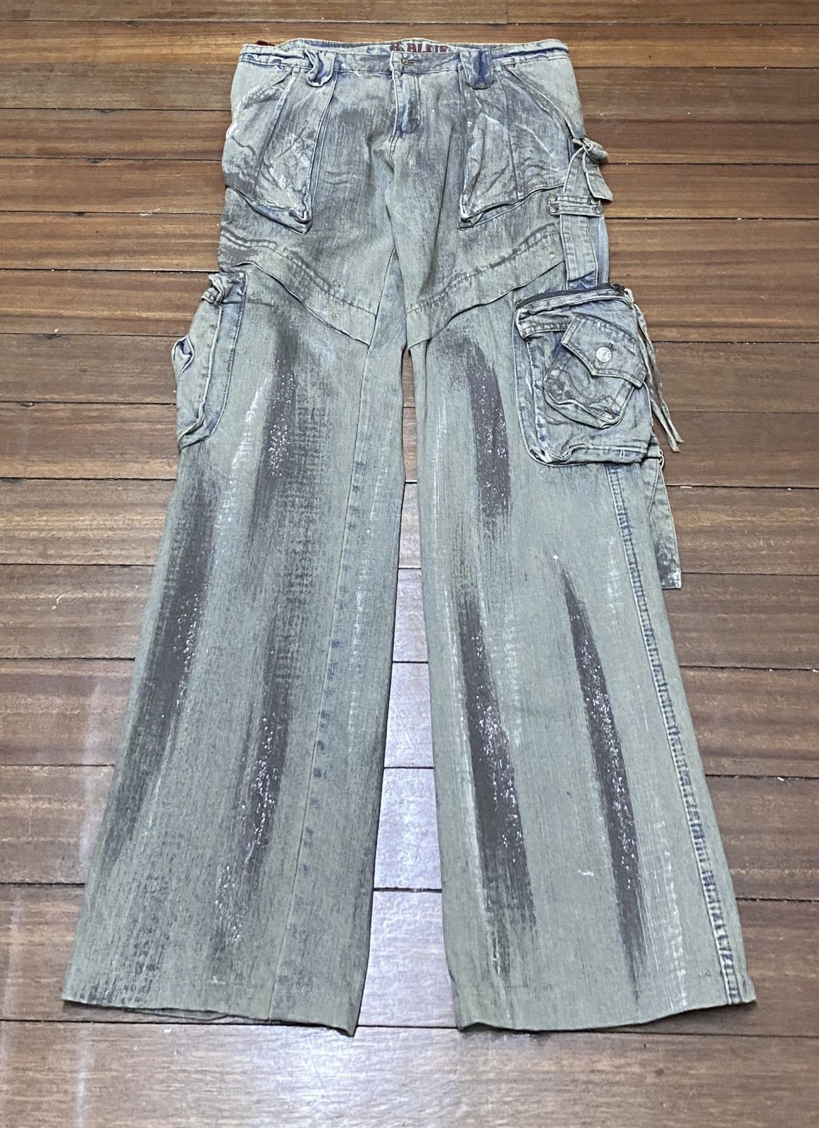 Very Rare Vintage Brand B.Blue Tactical Waxed Jeans 2000s