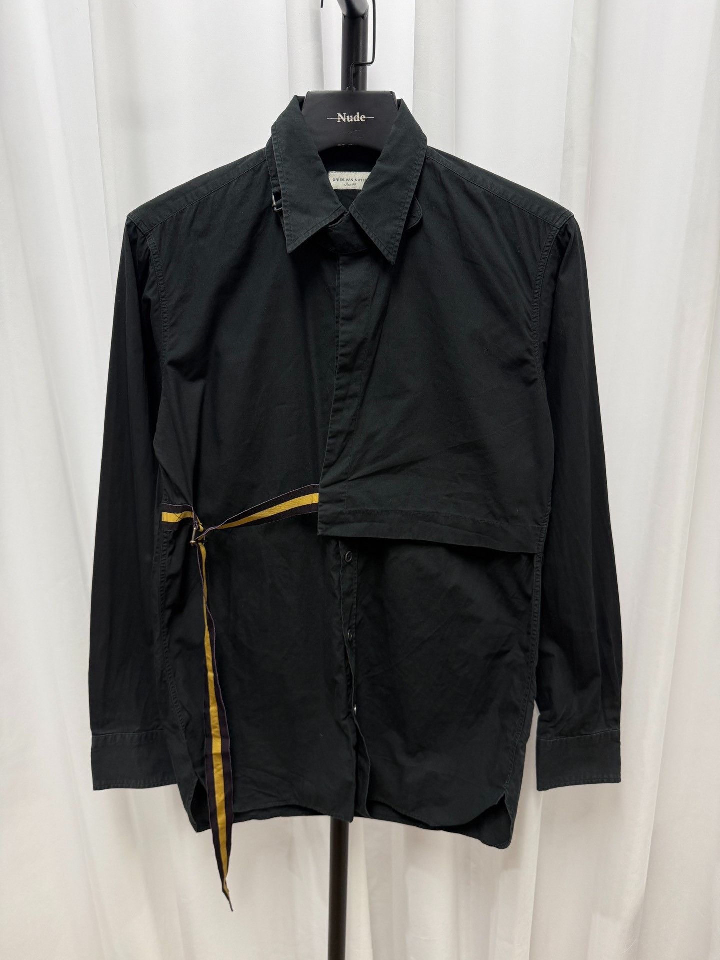 Dries Van Noten Dries van Noten Black Deconstructed Wrap Shirt Size US S / EU 44-46 / 1 - 1 Thumbnail