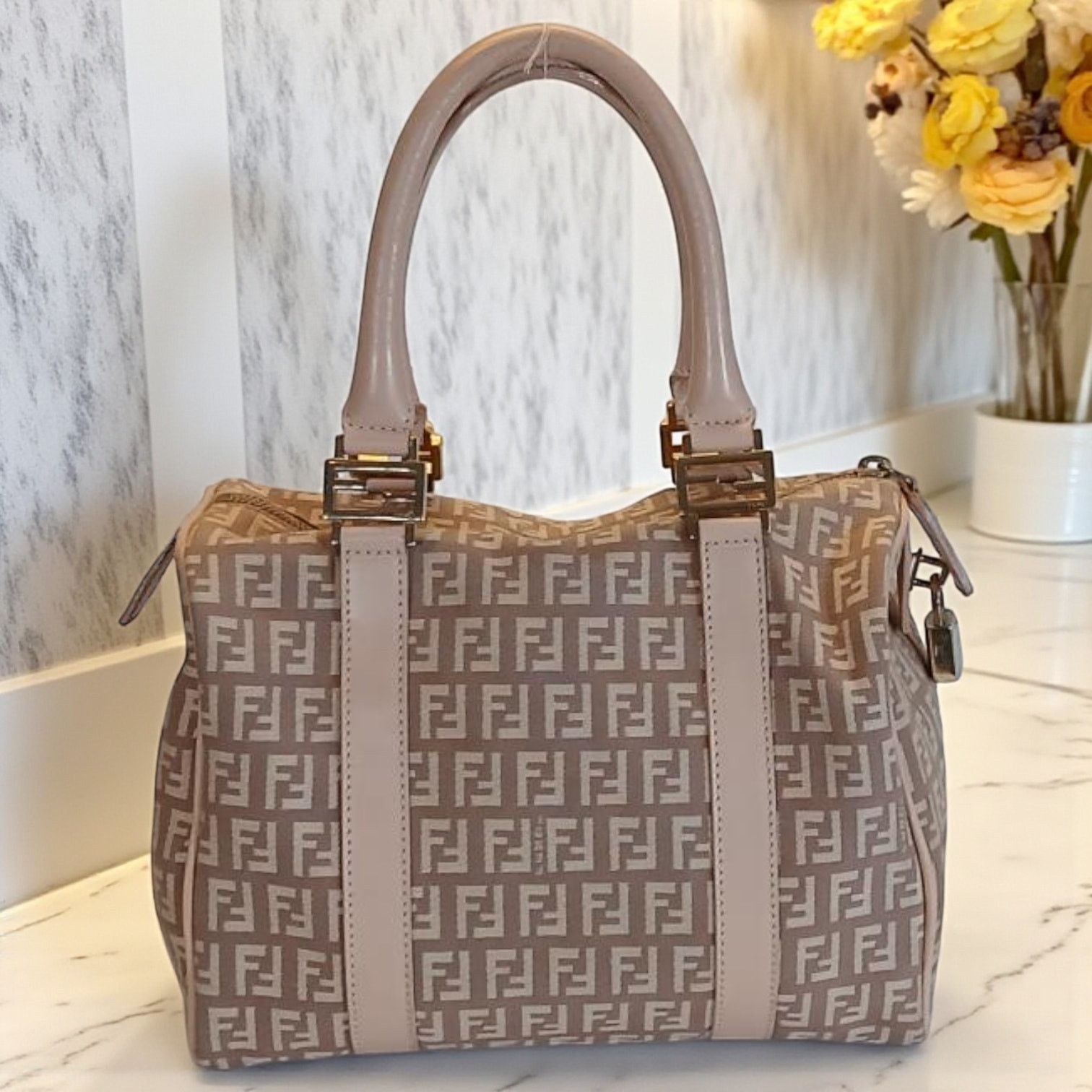 Fendi Fendi Zucchino Mini Boston Pink Handbag Size ONE SIZE - 4 Thumbnail