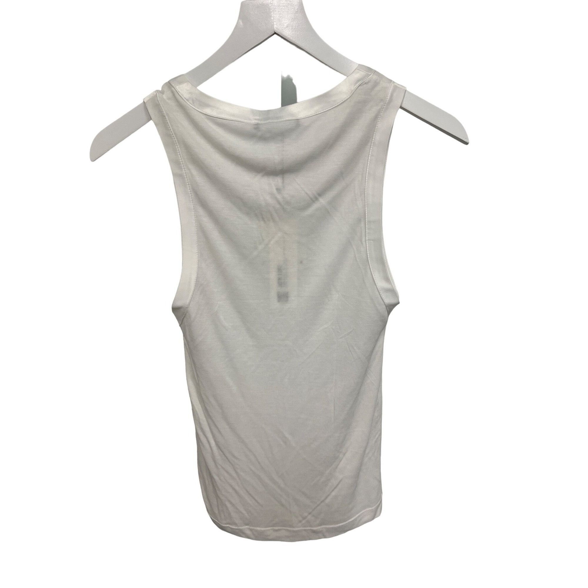 Zara Zara White Ribbed Tank Top With Silky Trim Detail Size M / US 6-8 / IT 42-44 - 3 Thumbnail