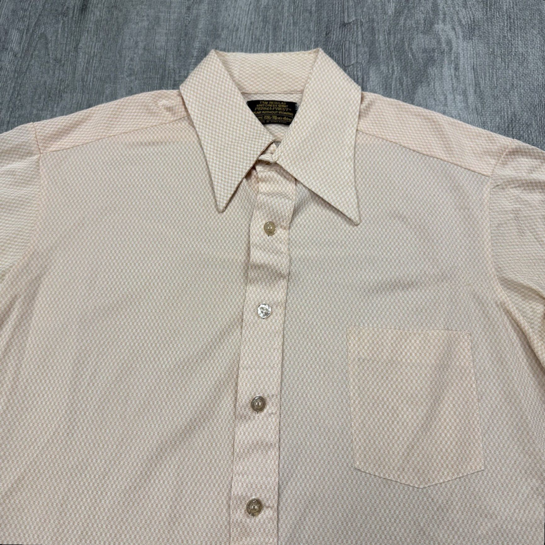 Sears VINTAGE 70S MENS SEARS PERMA PREST POLYESTER KNIT DISCO MOD S/S SHIRT XL GOLD Shirt Size US XL / EU 56 / 4 - 2 Thumbnail