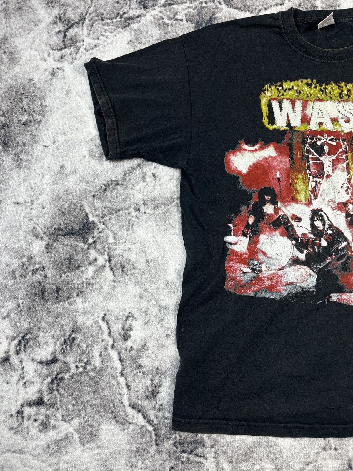 Fruit Of The Loom Vintage W.A.S.P Band Graphic Tee Faded Black Shirt Size US XL / EU 56 / 4 - 2 Thumbnail