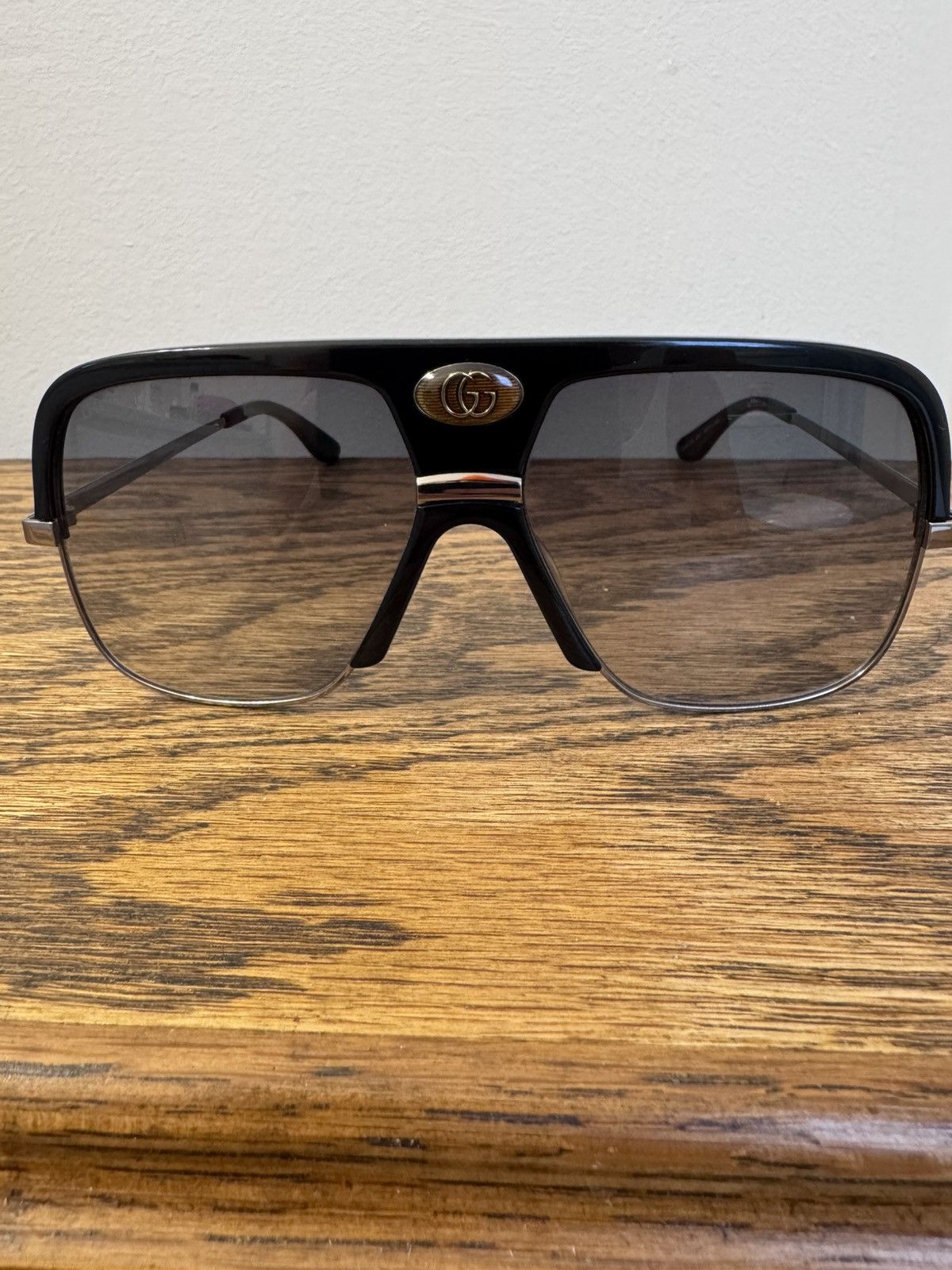 Gucci Gucci Aviator Sunglasses Black Gradient GG Motif Size ONE SIZE - 2 Thumbnail