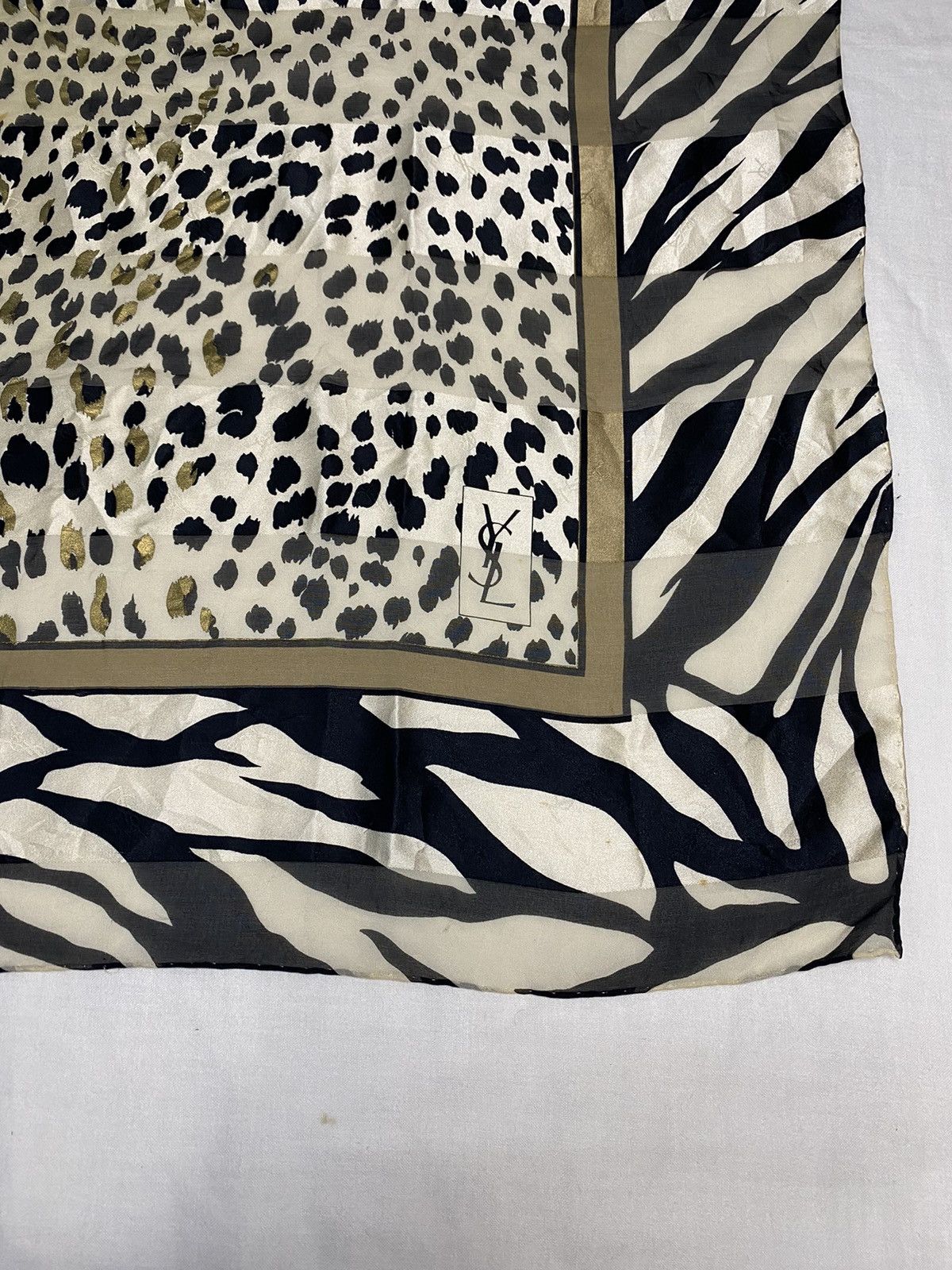Yves Saint Laurent Vintage Yves Saint Laurent Leopard Silk Scarf Scarves Size ONE SIZE - 3 Thumbnail