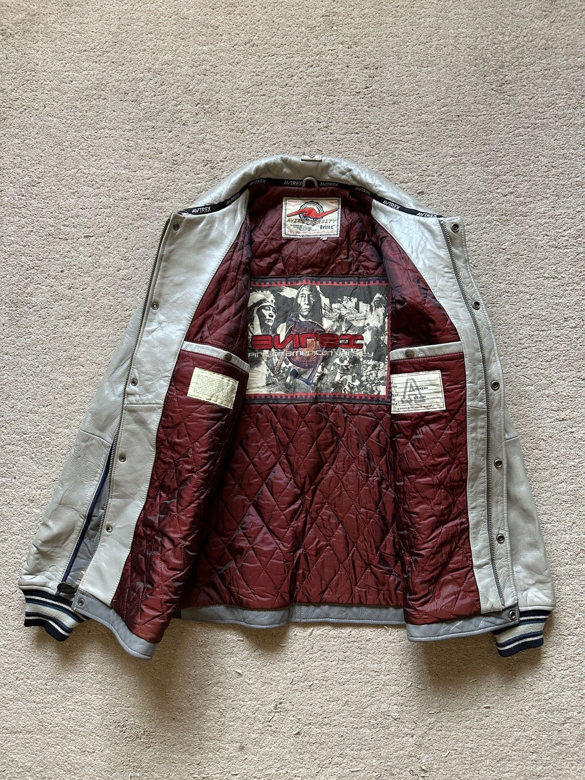 Avirex × Vintage 1990s Avirex Spirit of American Leather Varsity Jacket Size US XL / EU 56 / 4 - 7 Thumbnail