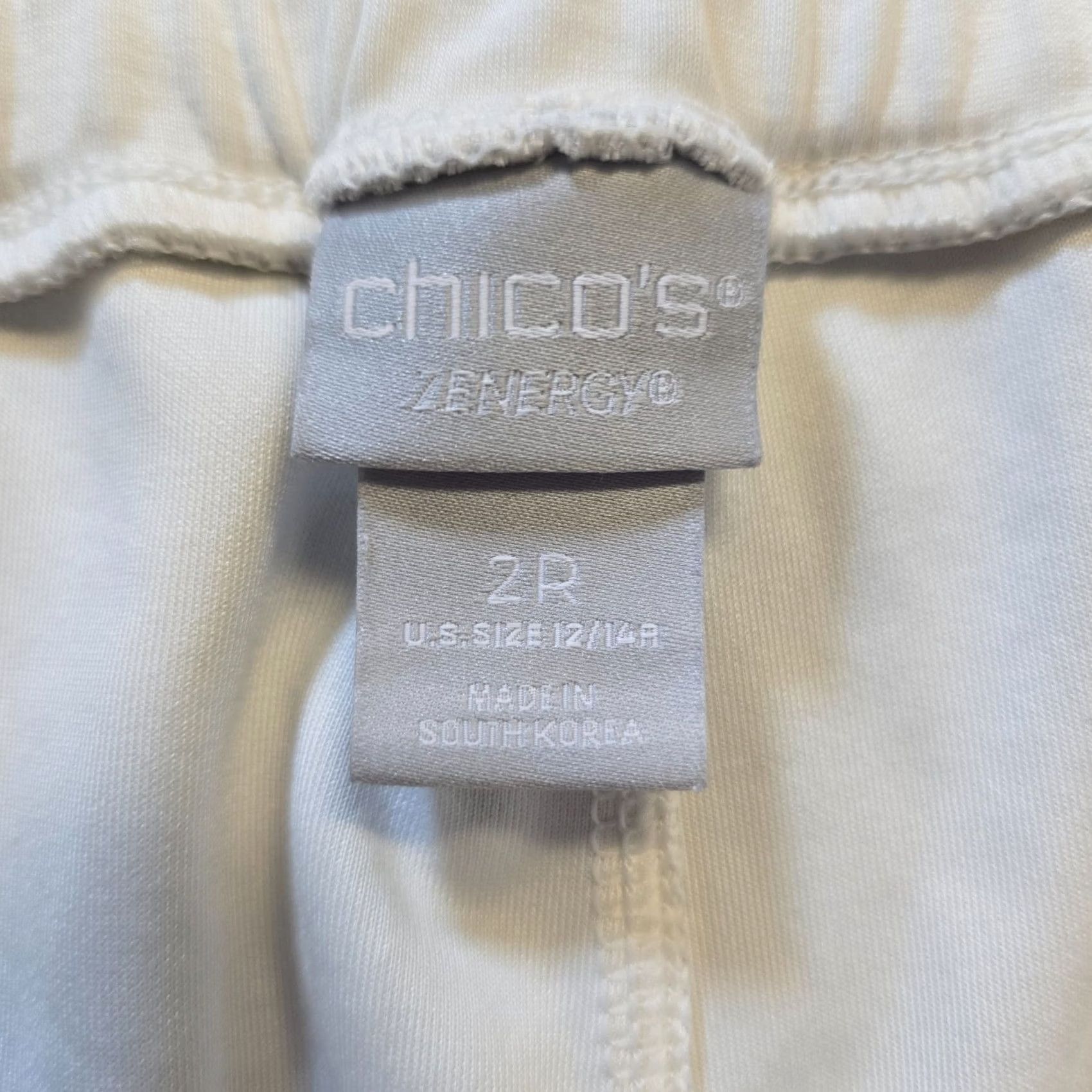 Vintage Chicos Pants Womens Large White Gray Camo Jogger Pull On Casual Lounge Knit High Rise Pockets Size 36" / US 14 / IT 50 - 4 Thumbnail