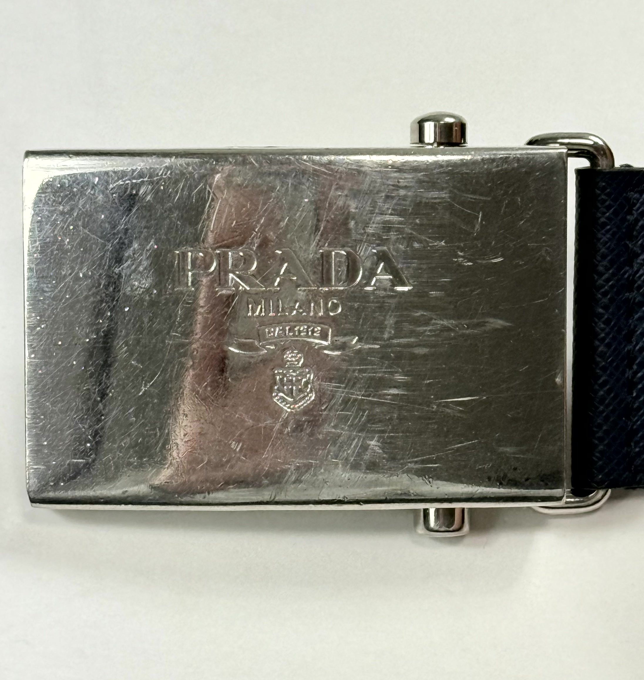 Prada Prada Logo Adjustable Navy Blue Web Belt Size 95/38 Size ONE SIZE - 2 Thumbnail