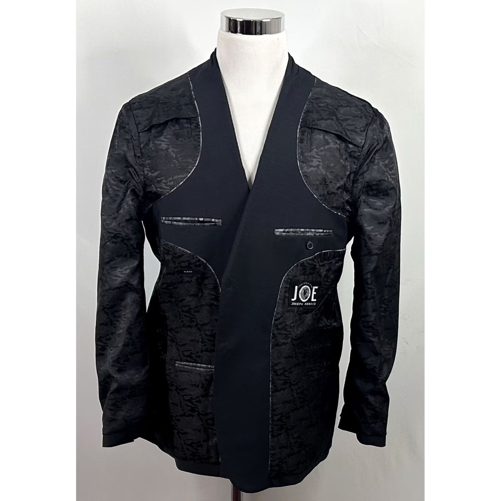 Joseph Abboud Joseph Abboud Sport Coat Black Plaid Two Button 44R Slim Fit Wool Blend Men Jacket Coat Vented Regular Length Size US XS / EU 42 / 0 - 7 Thumbnail