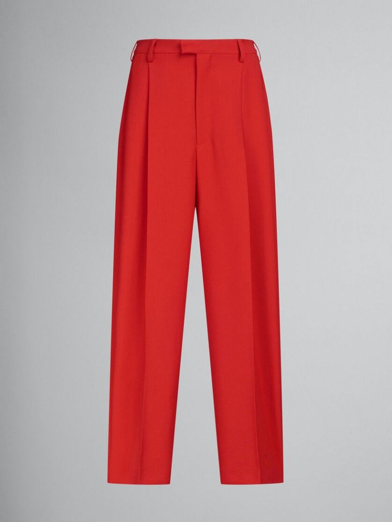 Marni o1w1db11124 Tropical Wool Tailored Trouser in Red Size US 30 / EU 46 - 1 Thumbnail