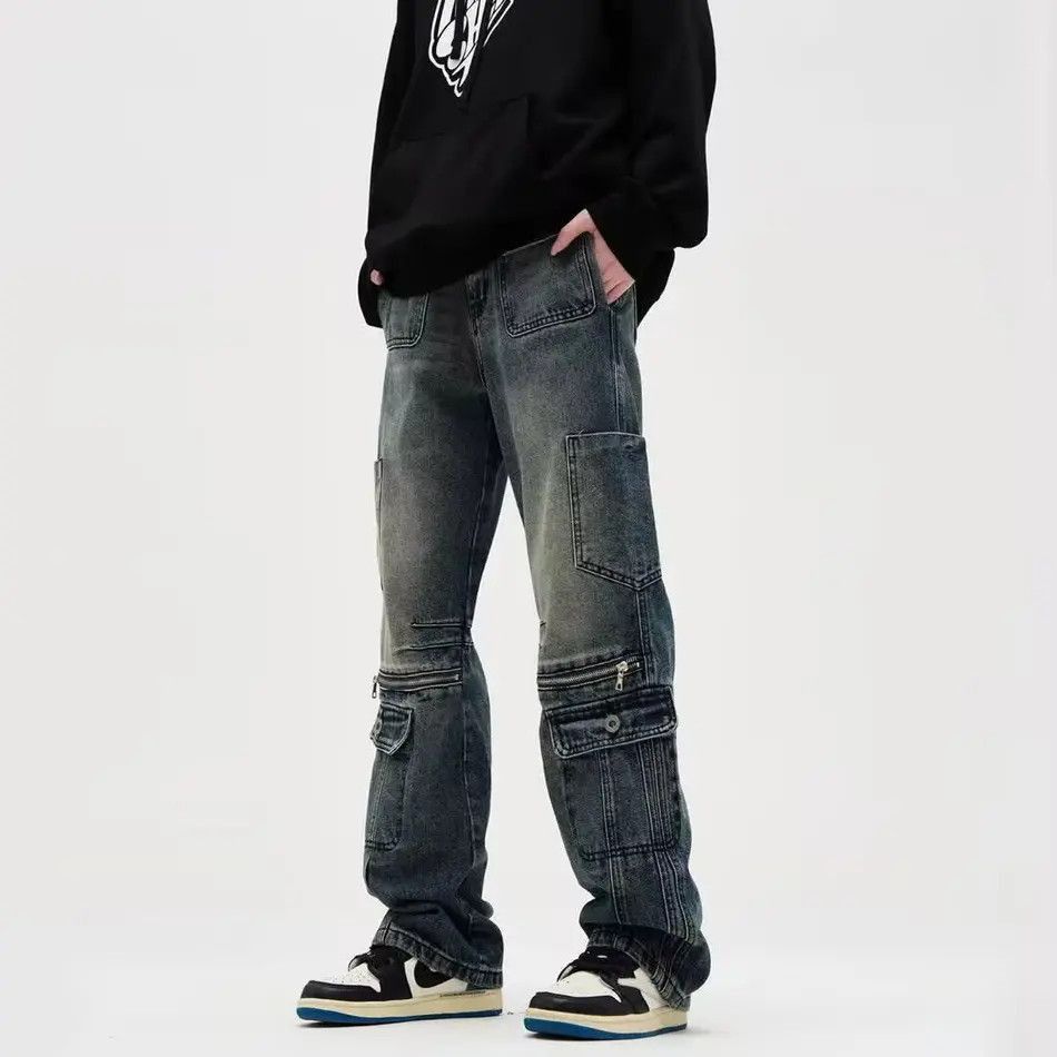 Japanese Brand Retro washed casual pocket straight leg jeans Size US 32 / EU 48 - 4 Thumbnail