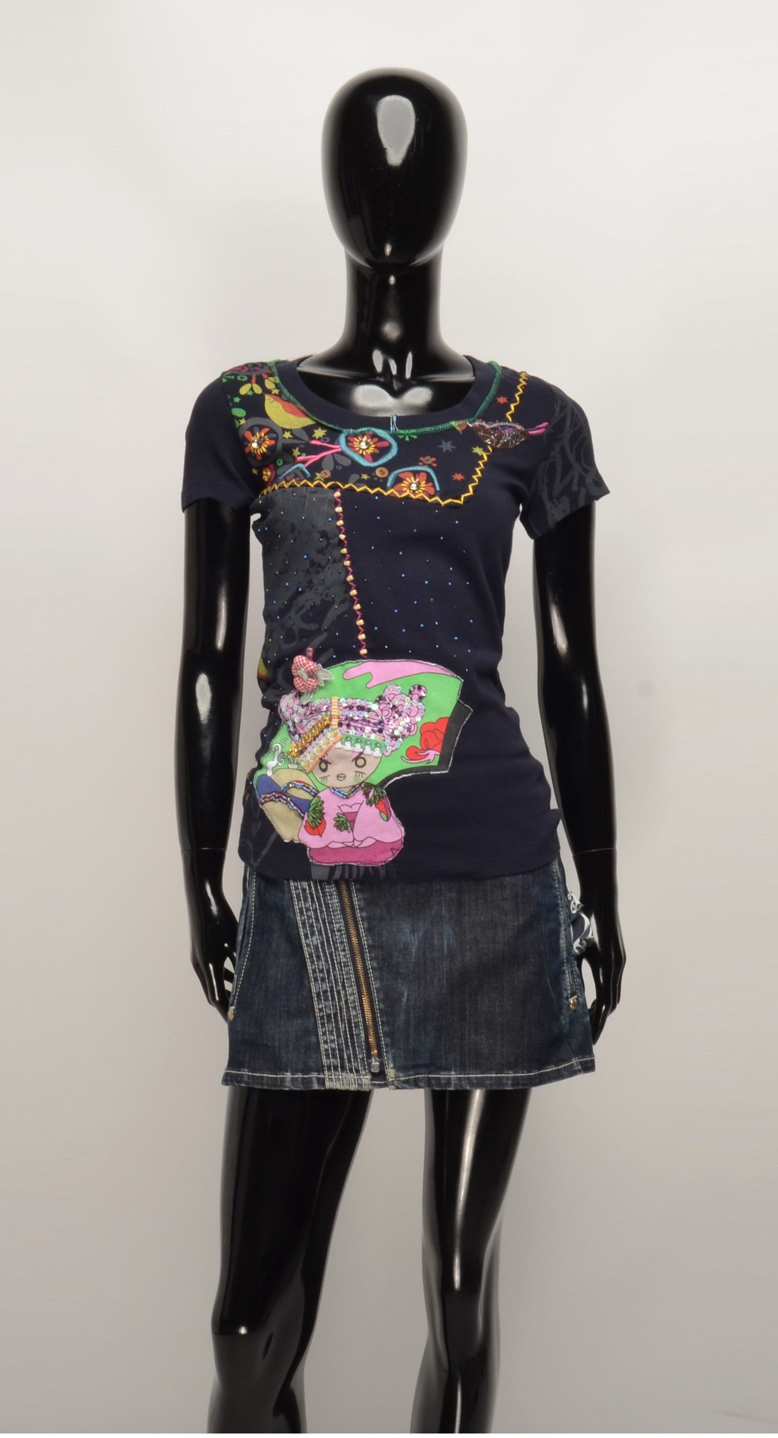 Vintage Vintage Derek Heart Y2K Babydoll Kidcore Embroidered Top Size M / US 6-8 / IT 42-44 - 1 Thumbnail