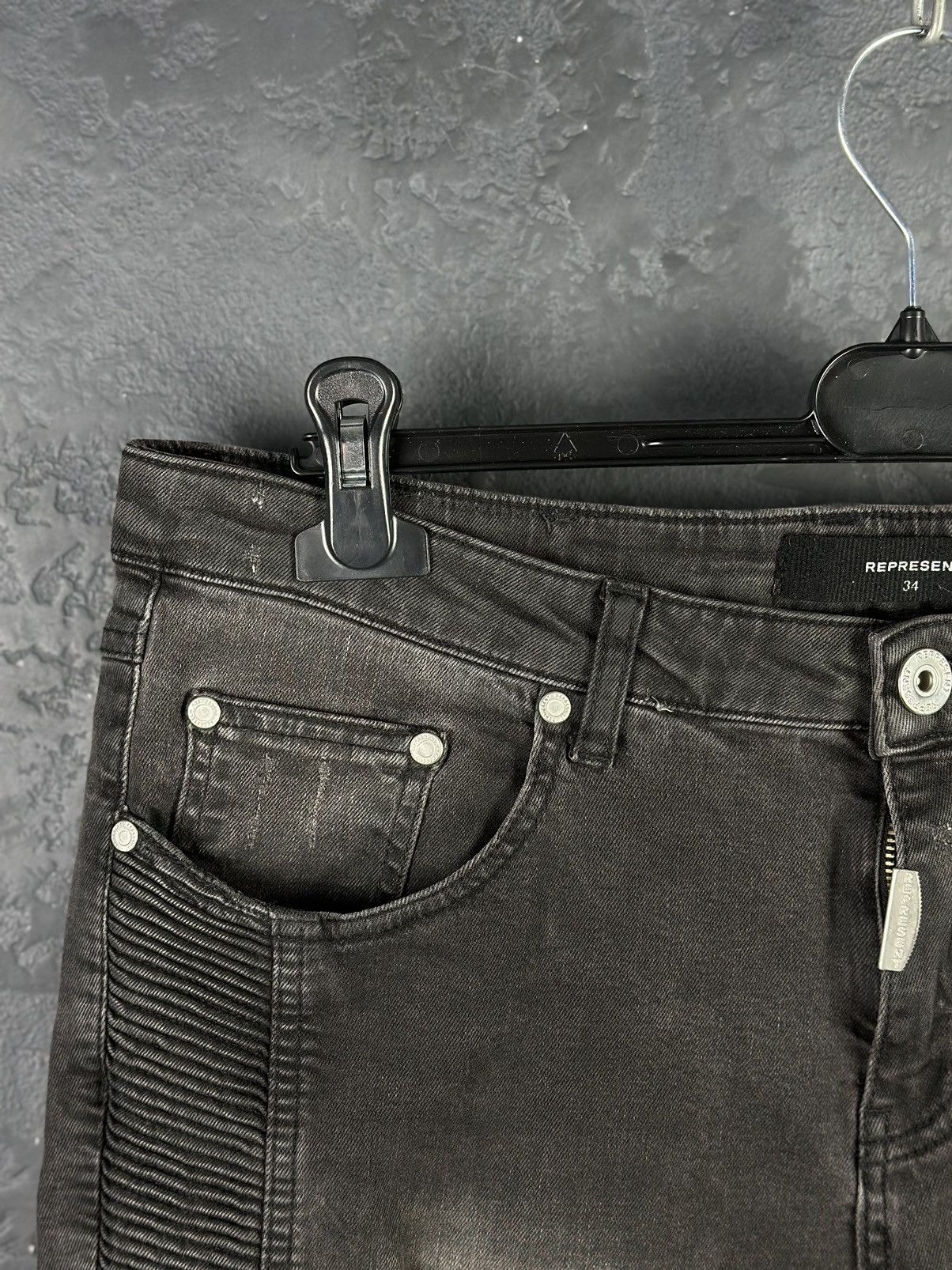 Represent Clo. Represent Destroyed Black Jeans Biker Denim Pants Size US 34 / EU 50 - 5 Thumbnail