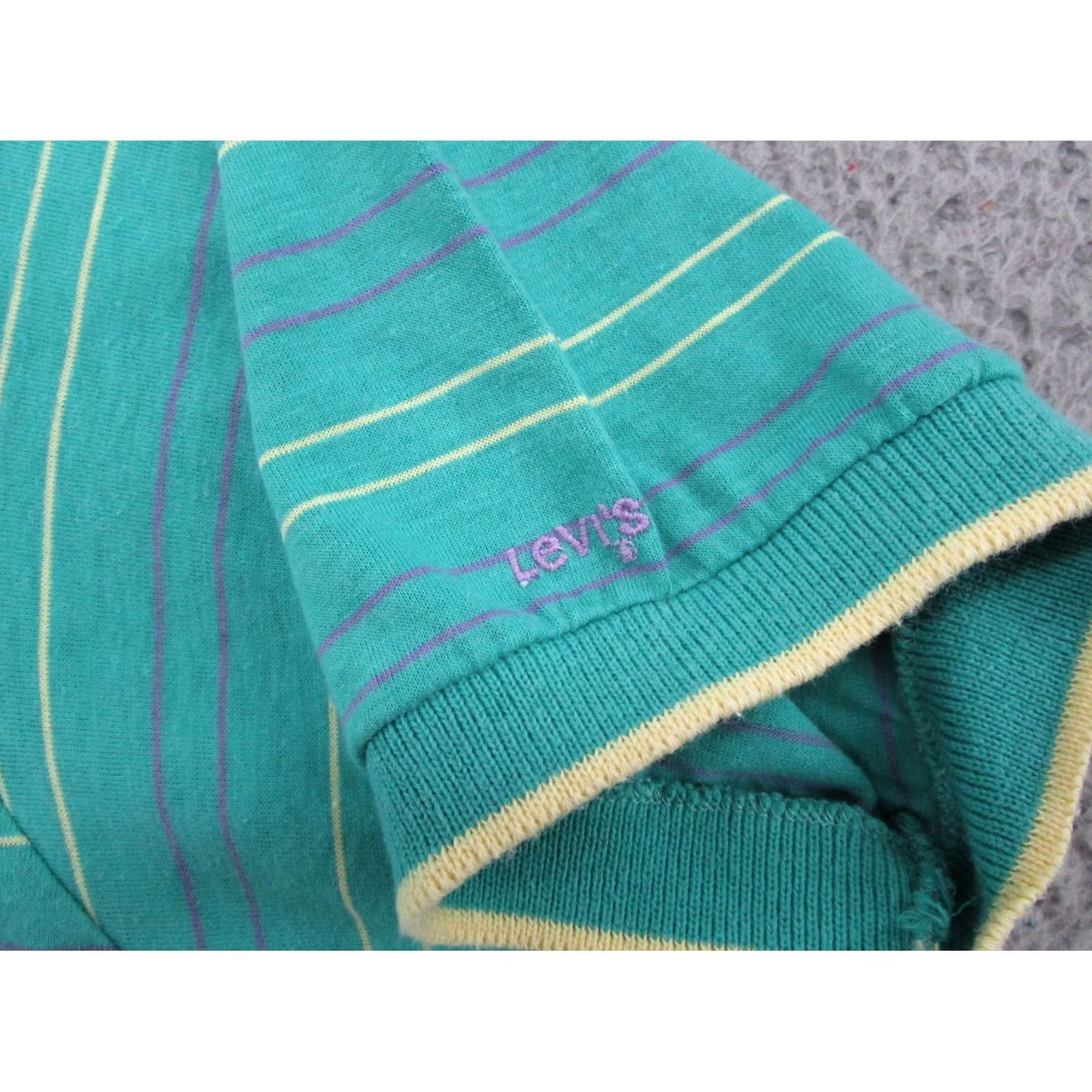Levi's VINTAGE Levi's Polo Shirt Striped Blue XL Men Shirt Short Sleeve Collared 70s 80s USA Logo Size US XL / EU 56 / 4 - 3 Thumbnail