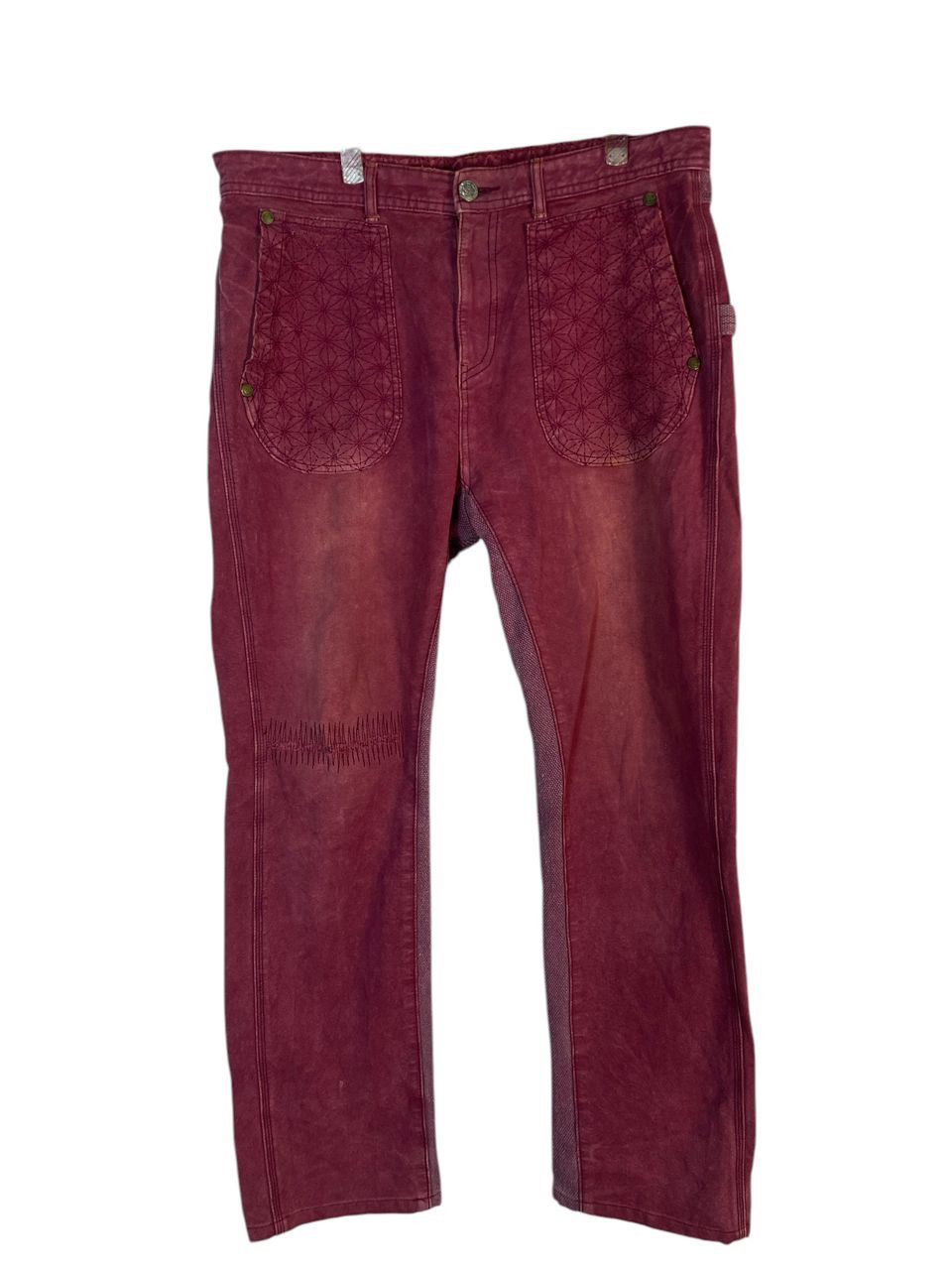 Designer × Japanese Brand Nishiki oriental brand sashiko distressed denim pants Size US 37 - 1 Thumbnail