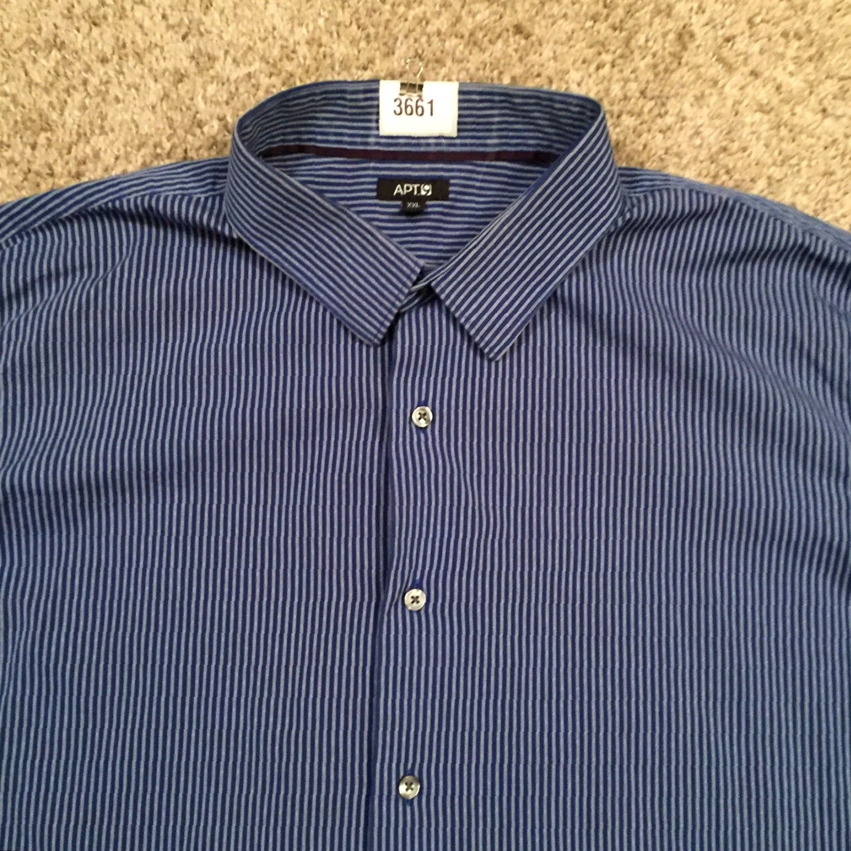 Apt. 9 Apt 9 Shirt Mens XXL Blue Striped Long Sleeve Button Up Size US XXL / EU 58 / 5 - 3 Thumbnail