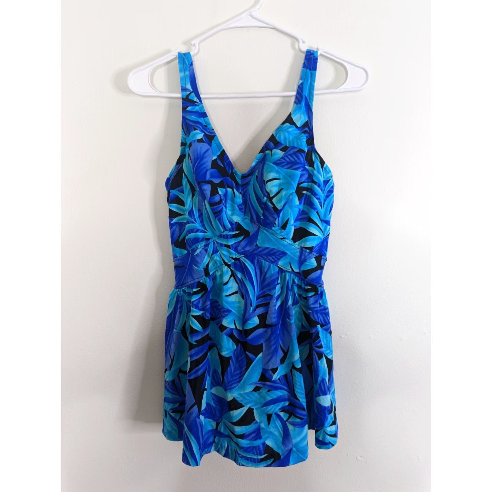 Vintage VINTAGE Le Cove One-Piece Swimsuit Skirted sz 14 Large Blue Skirt Floral Top S2S Womens Size XL / US 12-14 / IT 48-50 - 2 Thumbnail
