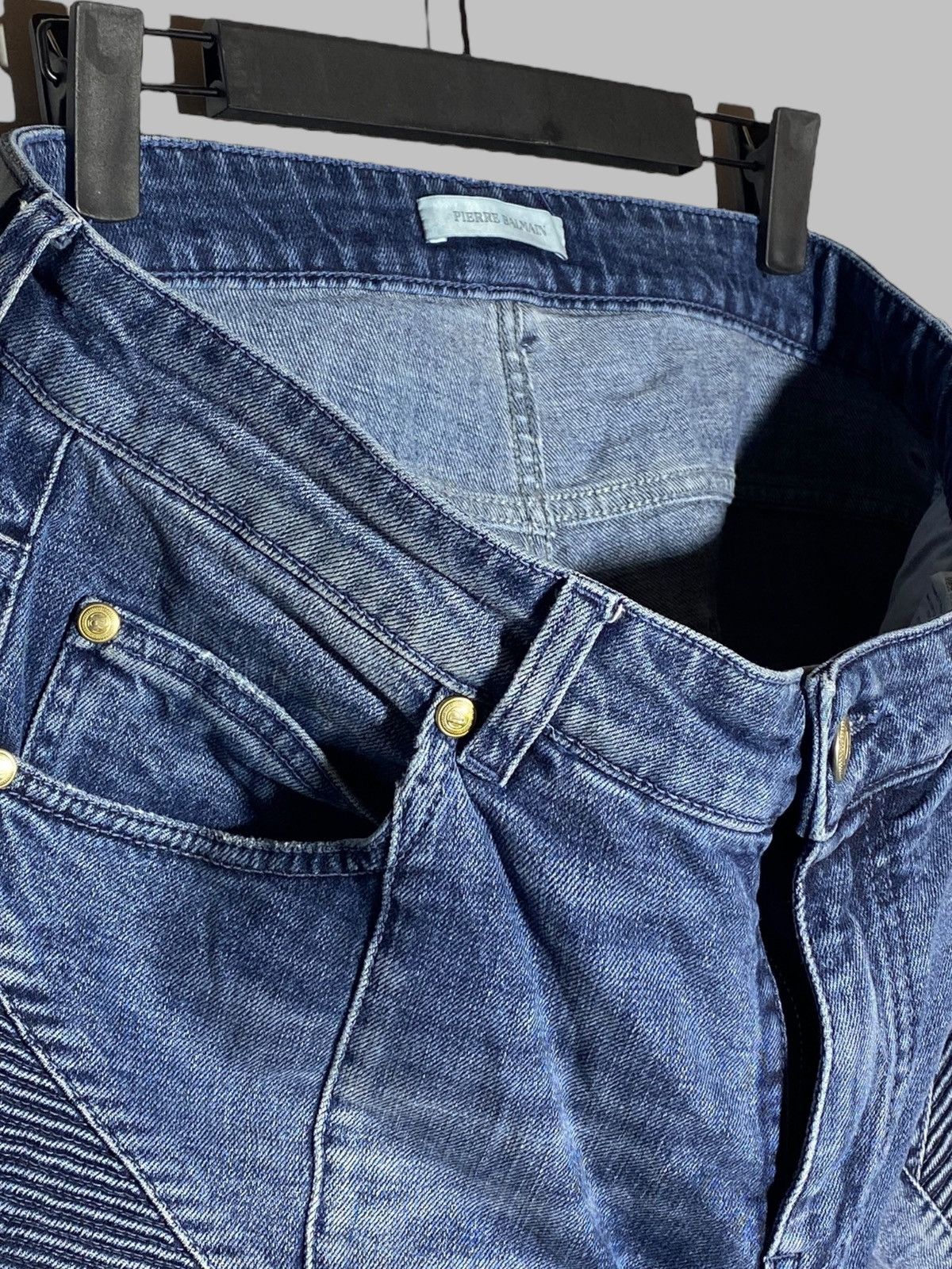 Pierre Balmain 🔥 PIERRE BALMAIN MOTO BIKER DENIM Y2K RARE DISTRESSED JEANS Size US 34 / EU 50 - 16 Thumbnail