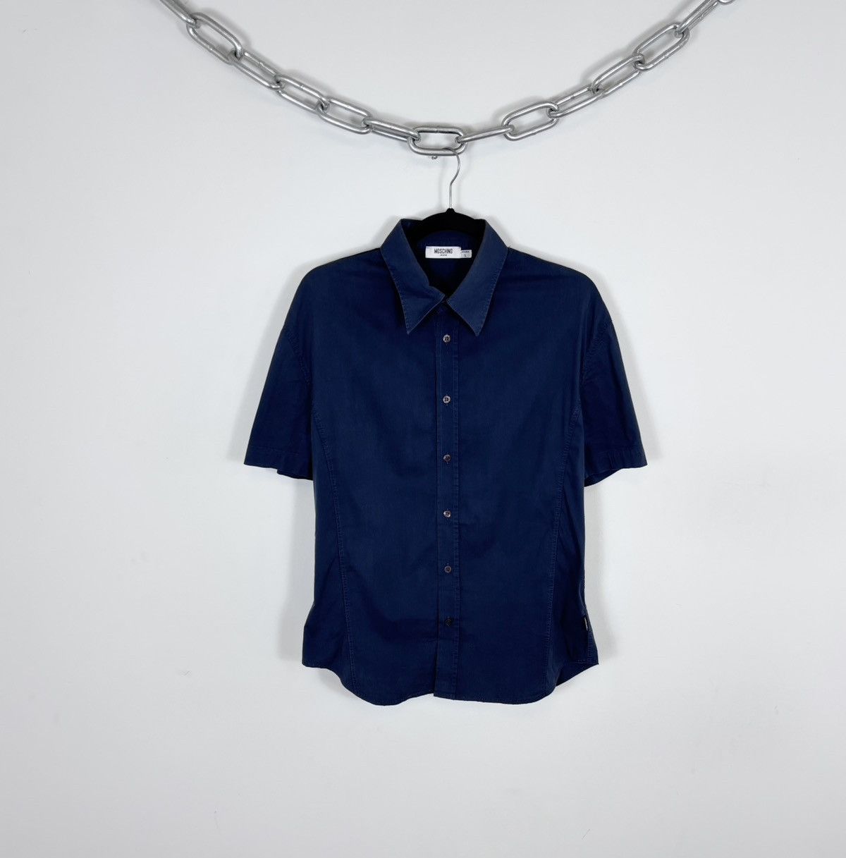 Moschino Vintage Moschino Jeans Men’s Navy Blue Short Sleeve Shirt Size US L / EU 52-54 / 3 - 1 Thumbnail