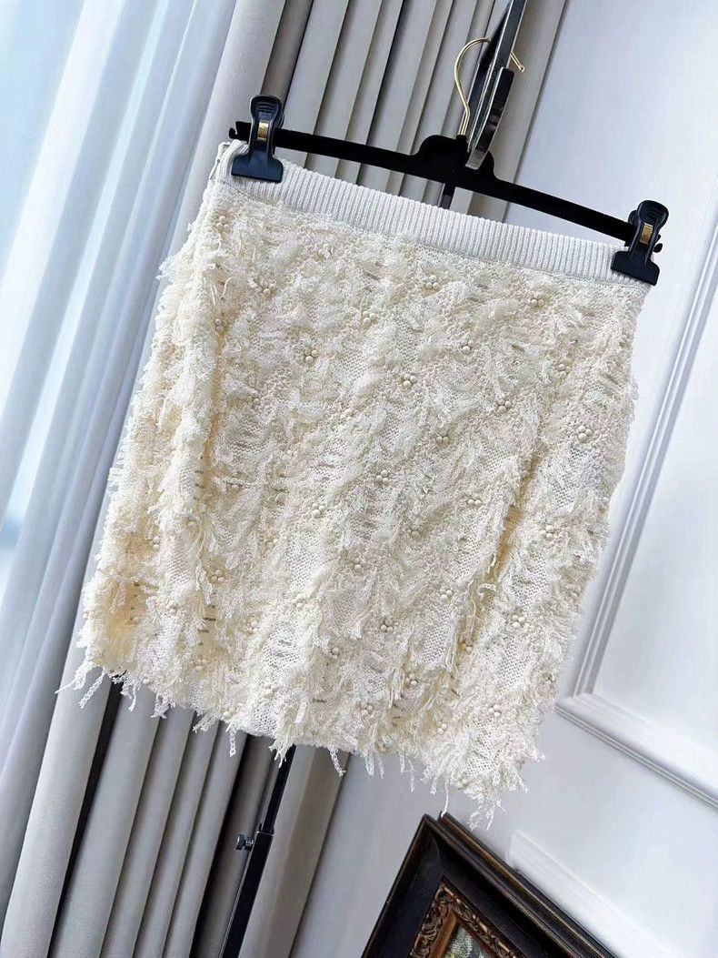 Chanel Chanel 21s show beige heavy industry stud bead embroidery Size 24" / US 00 / IT 34 - 2 Thumbnail