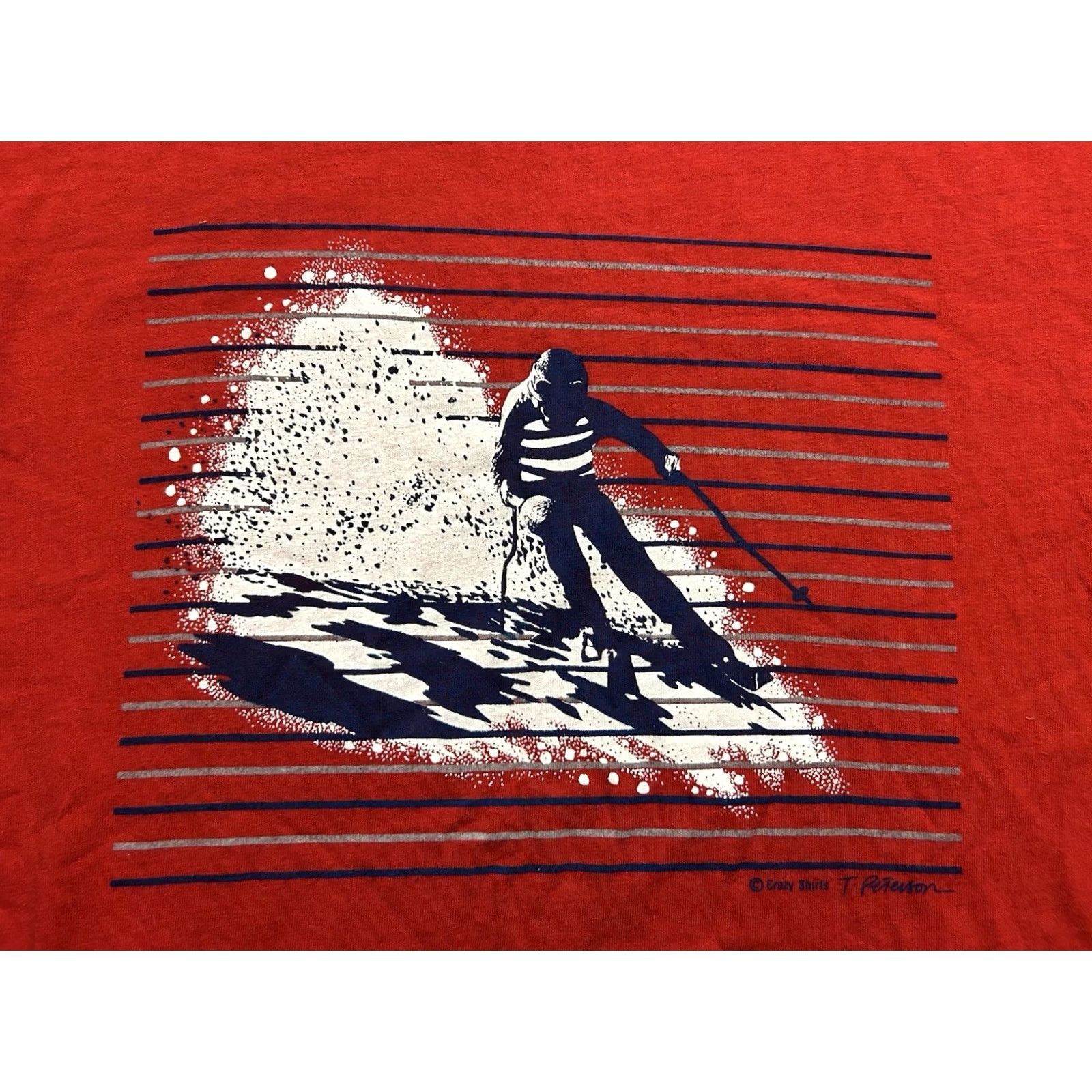 Vintage VINTAGE Crazy Shirts Hawaii downhill skier T-Shirt Men L Red Short Sleeve Cotton 90s USA Ski Mens Size US L / EU 52-54 / 3 - 3 Thumbnail