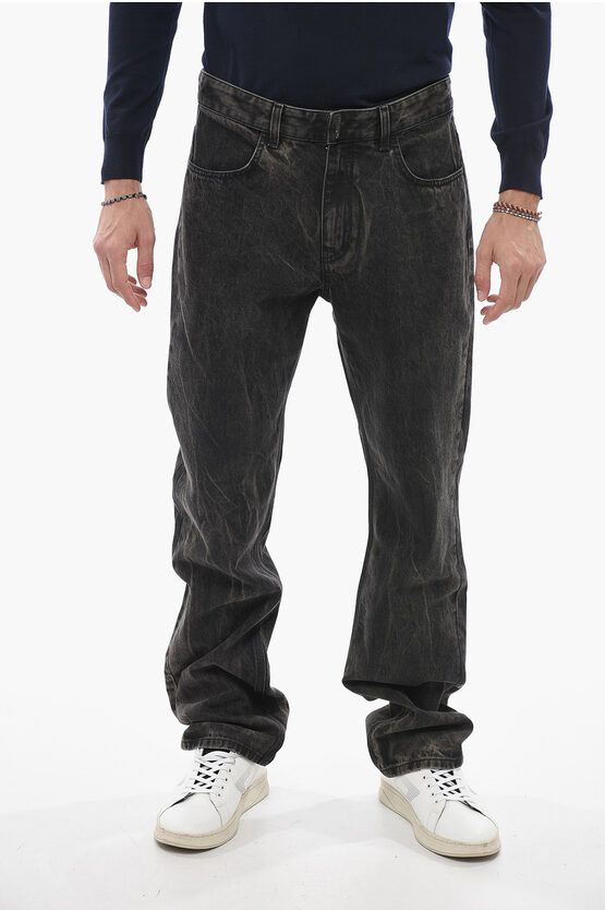 image of Givenchy Regular Fit Stone Washed Denims 22Cm in Black, Men's (Size 31)