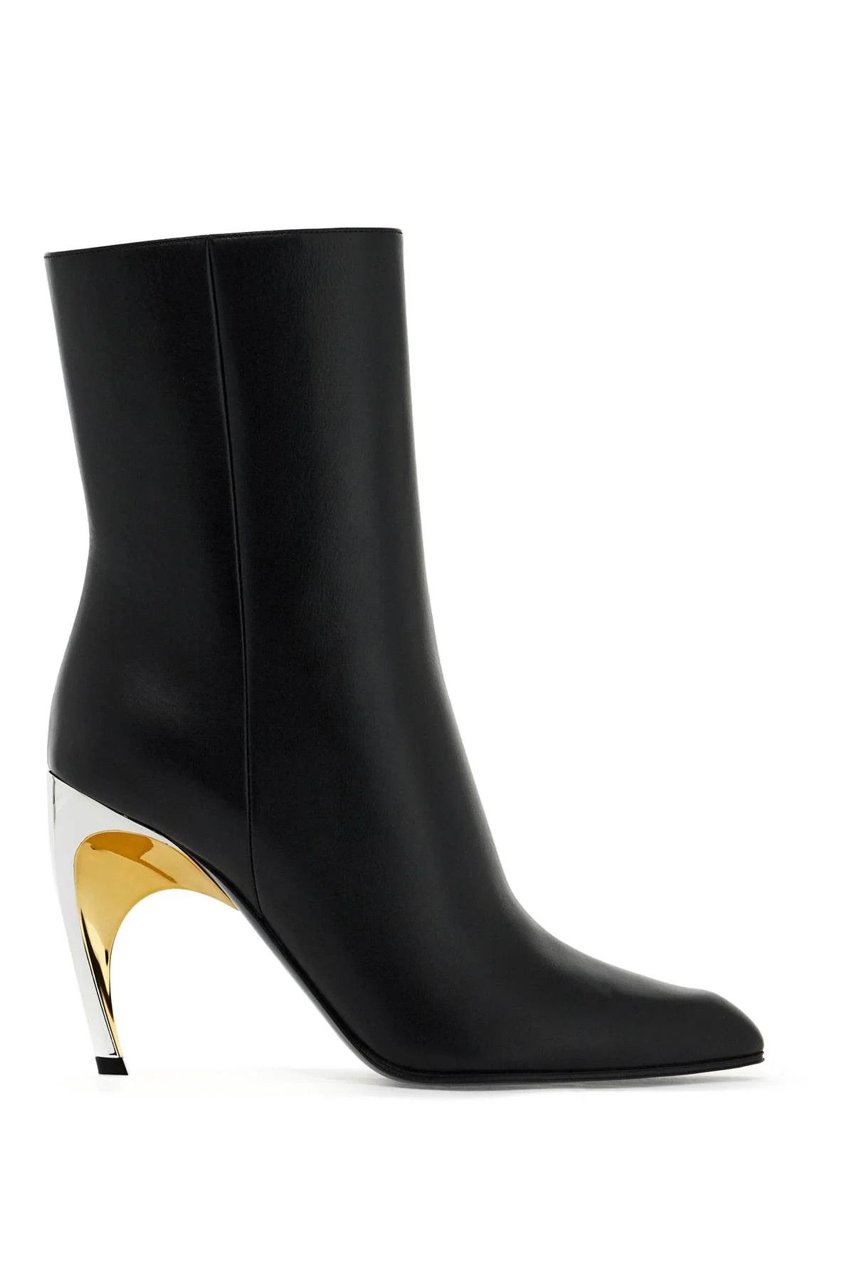 Alexander McQueen o1s22i1n1024 Smooth Leather Ankle Boots in Black Size US 10 / IT 40 - 1 Thumbnail