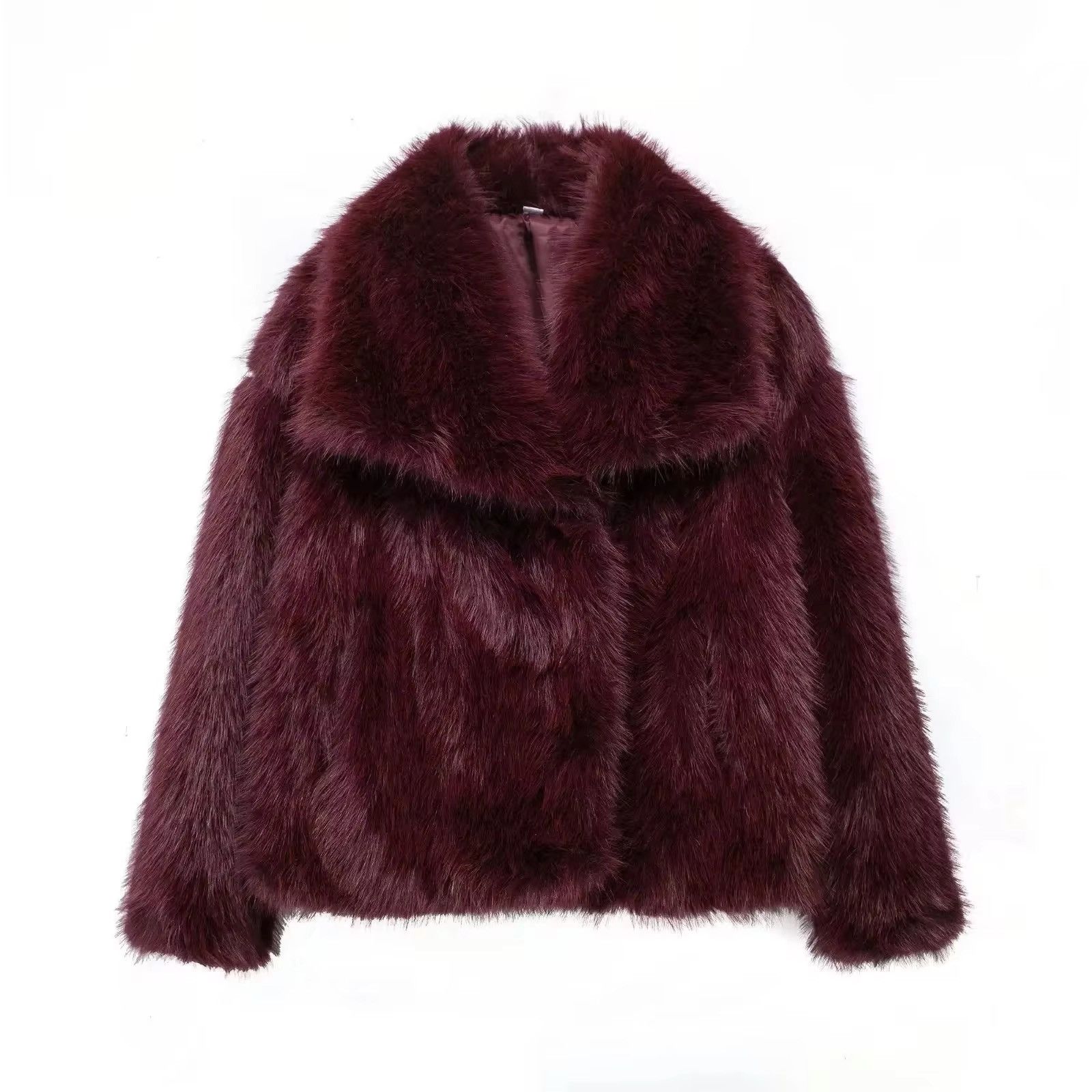 Other Loose Stand Collar Long Sleeve Faux Fur Jacket Size S / US 4 / IT 40 - 1 Thumbnail
