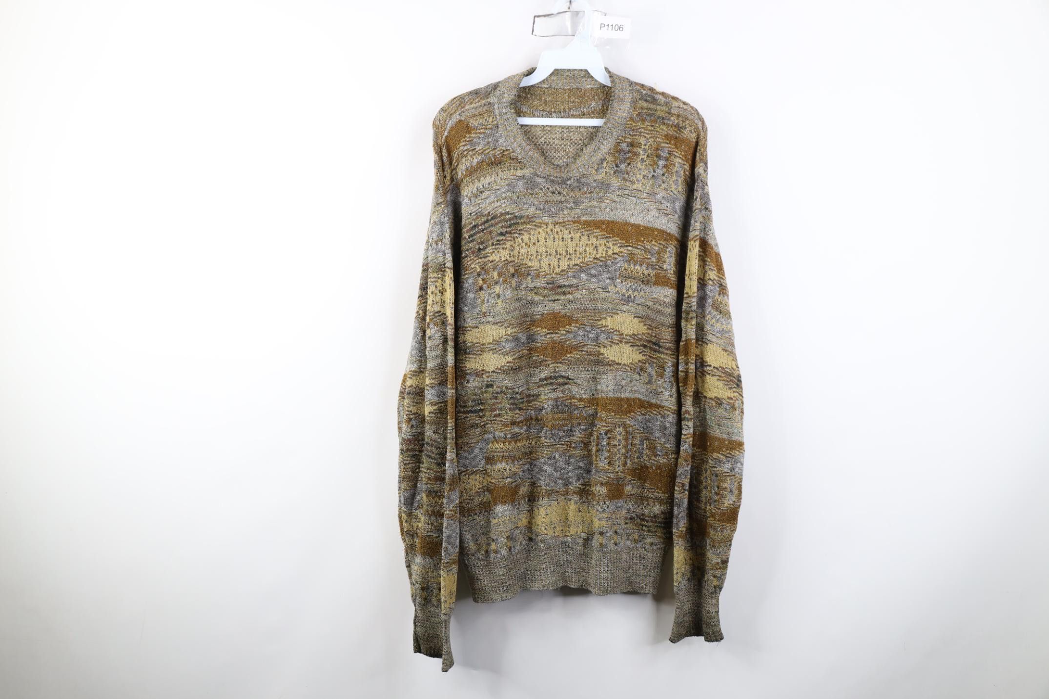 Vintage Vintage 90s Coogi Style Earth Tone Knit Crewneck Sweater Size US XL / EU 56 / 4 - 1 Thumbnail
