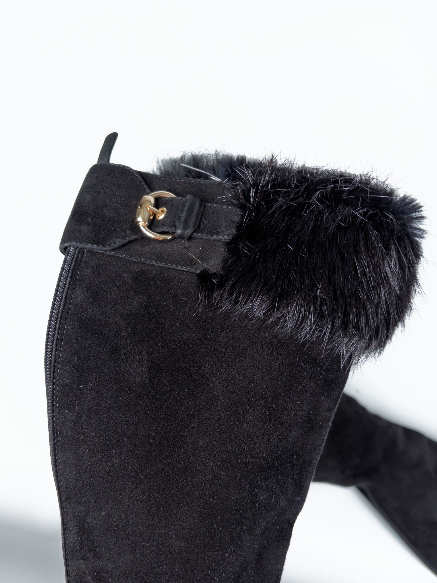 Gucci Gucci - Black Suede Leather High Beaver Fur Boots Size US 7.5 / IT 37.5 - 5 Thumbnail