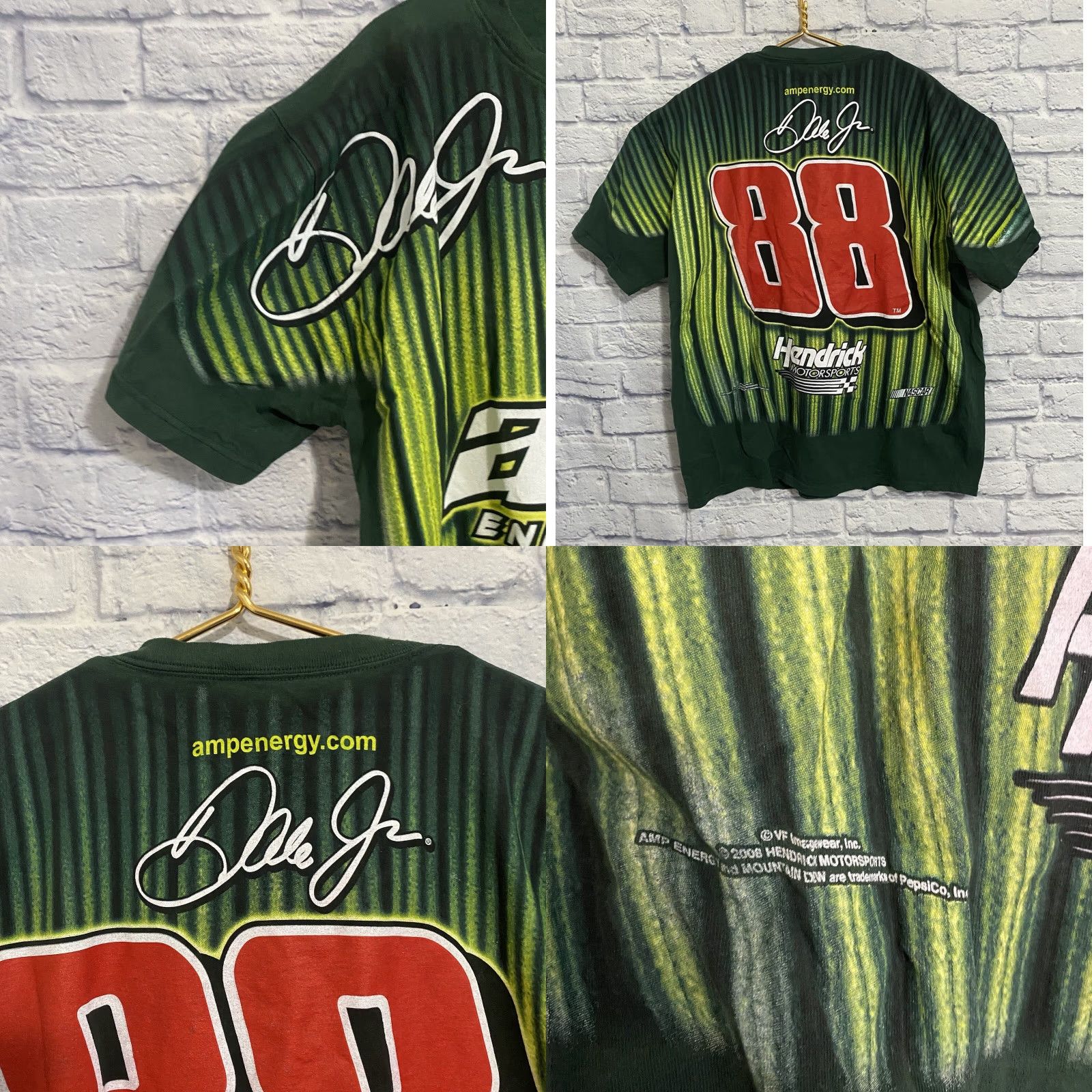 Chase Authentics Dale Earnhardt Jr Amp Energy Nascar Green All Over Shirt Men XL Short Sleeve Crew Neck T-Shirt Chase Authentics Logo Cars Racing Vintage: No Size US XL / EU 56 / 4 - 8 Thumbnail